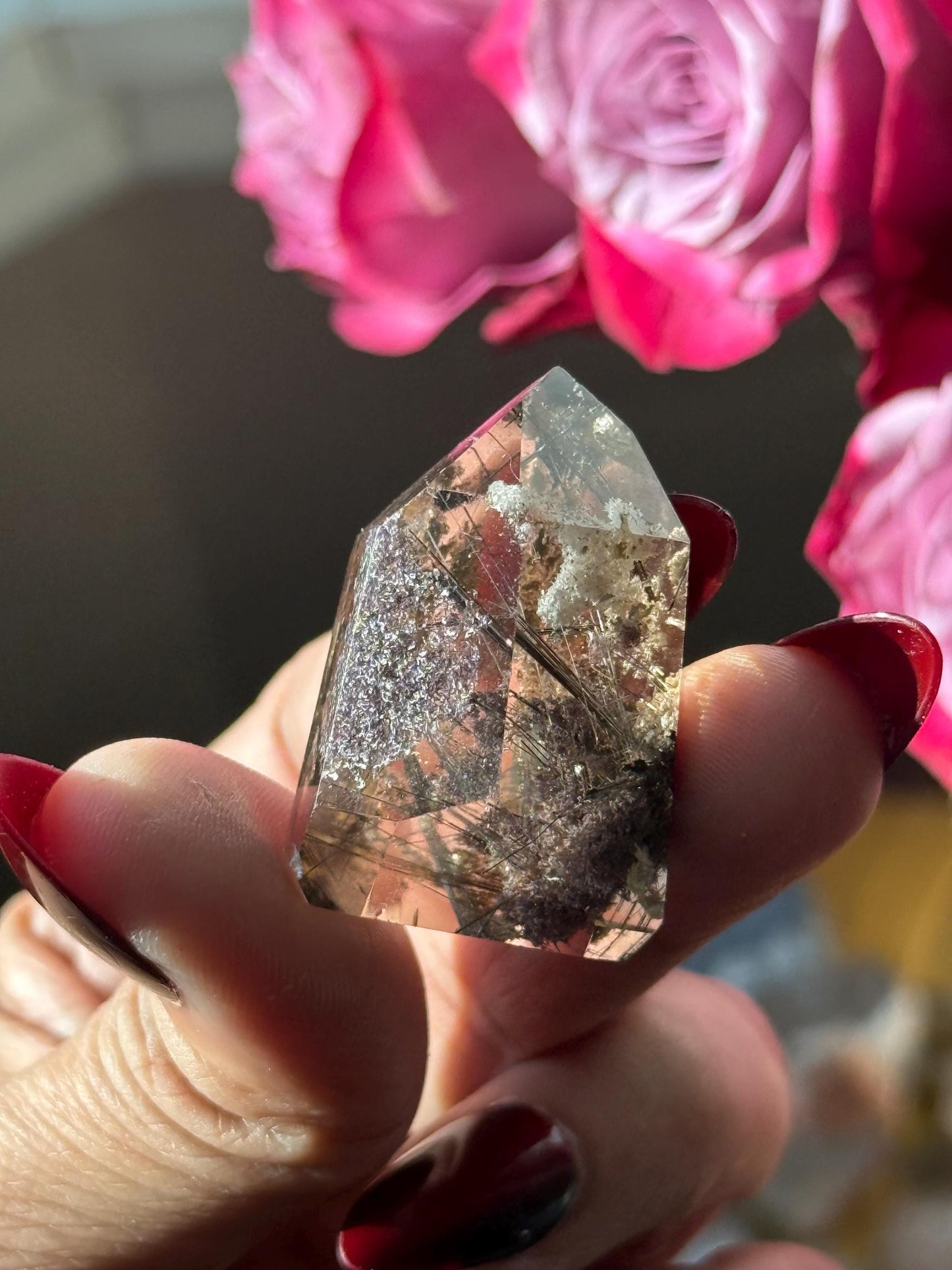 Silver Rutilated Quartz, Titanium dioxide mineral, Black Rutile, Rutilated Quartz, Rutile Quartz, Garden Quartz, MINI SIZE