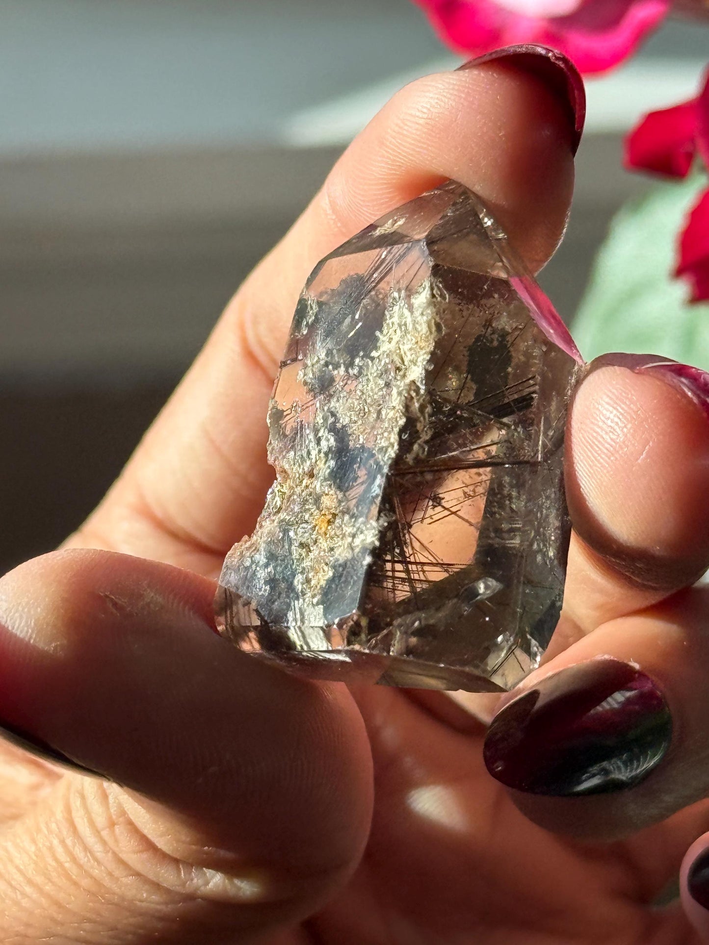 Silver Rutilated Quartz, Titanium dioxide mineral, Black Rutile, Rutilated Quartz, Rutile Quartz, Garden Quartz, MINI SIZE