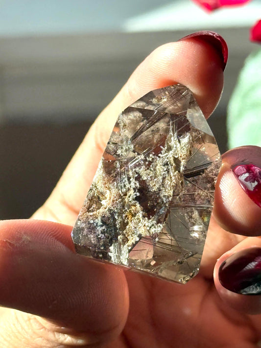 Silver Rutilated Quartz, Titanium dioxide mineral, Black Rutile, Rutilated Quartz, Rutile Quartz, Garden Quartz, MINI SIZE