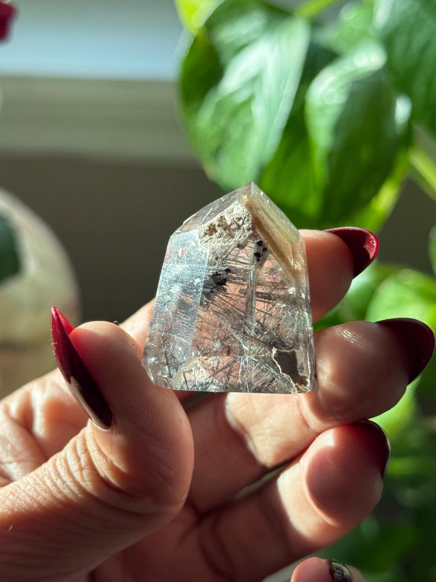 Silver Rutilated Quartz, Titanium dioxide mineral, Black Rutile, Rutilated Quartz, Rutile Quartz, Garden Quartz, MINI SIZE