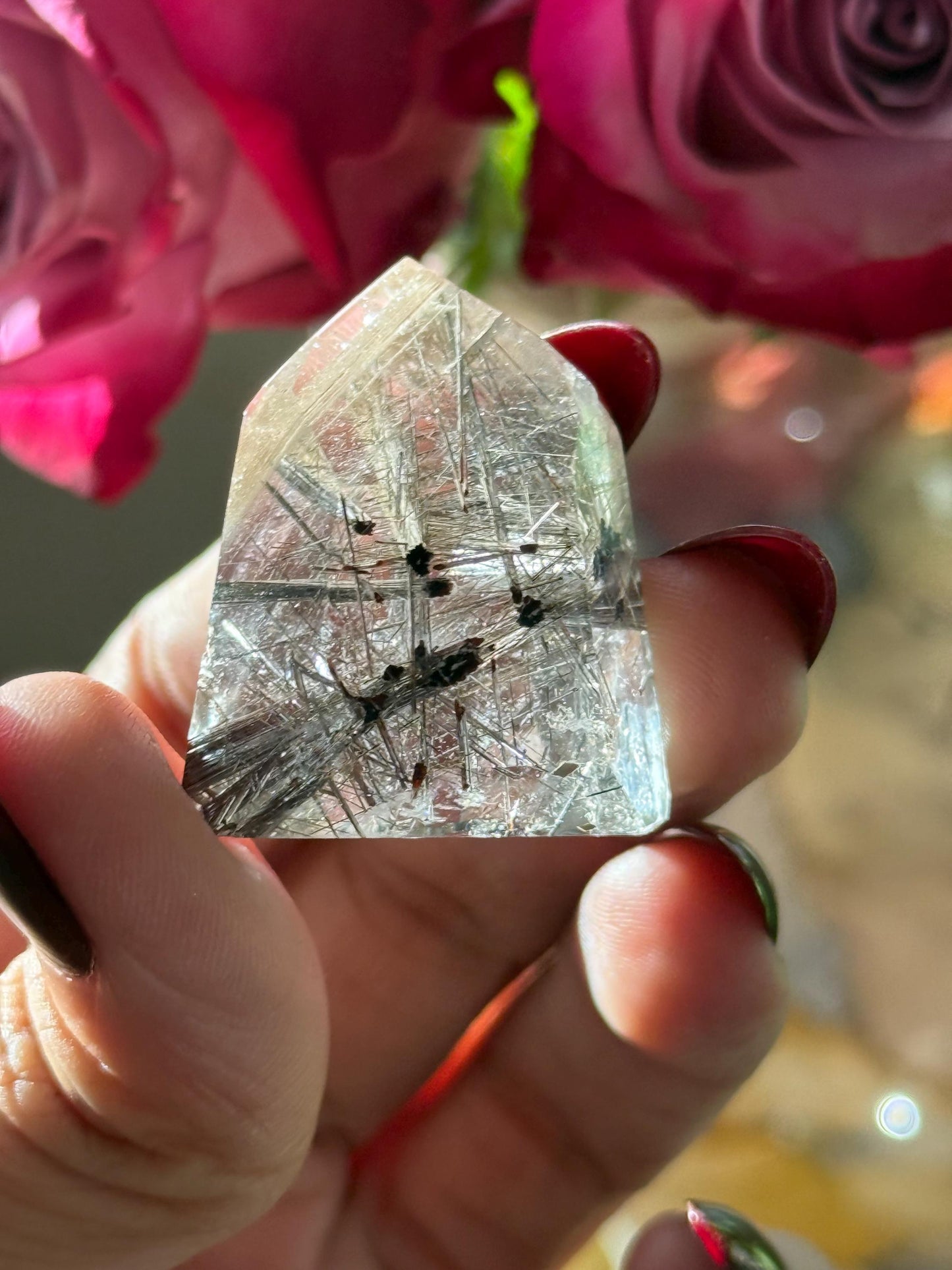 Silver Rutilated Quartz, Titanium dioxide mineral, Black Rutile, Rutilated Quartz, Rutile Quartz, Garden Quartz, MINI SIZE