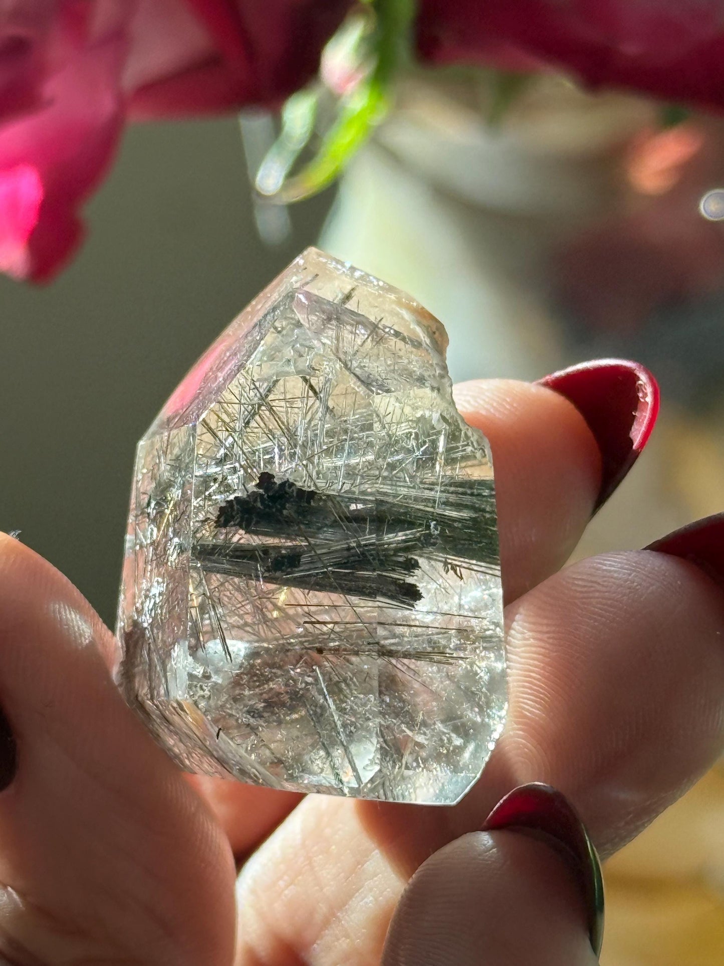 Silver Rutilated Quartz, Titanium dioxide mineral, Black Rutile, Rutilated Quartz, Rutile Quartz, Garden Quartz, MINI SIZE