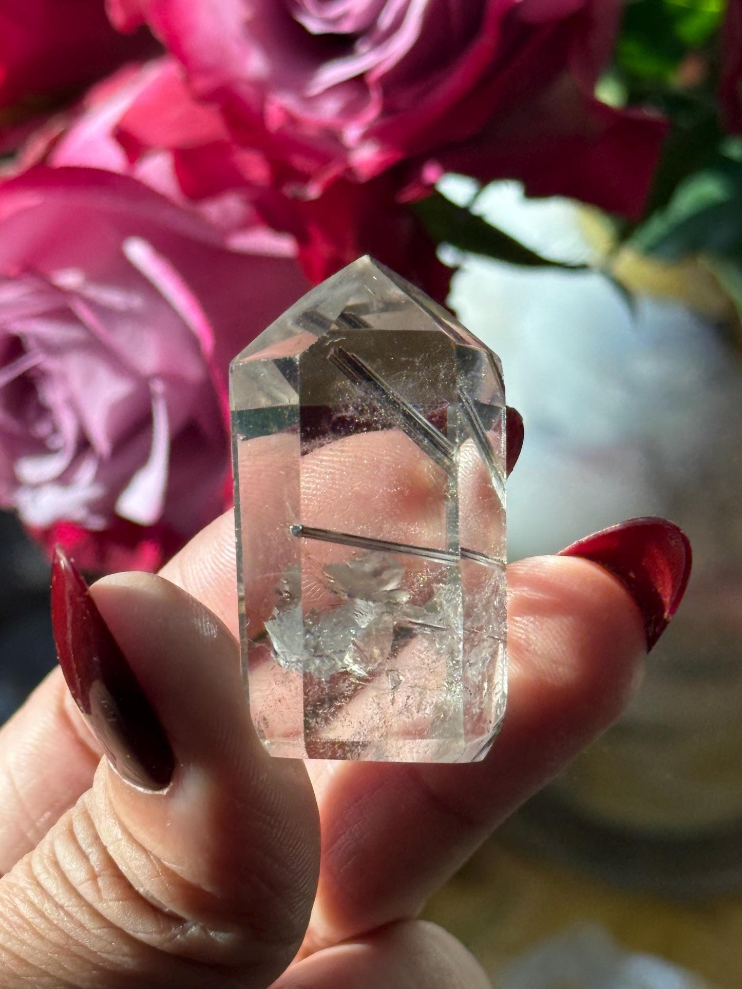 Silver Rutilated Quartz, Titanium dioxide mineral, Black Rutile, Rutilated Quartz, Rutile Quartz, Garden Quartz, MINI SIZE