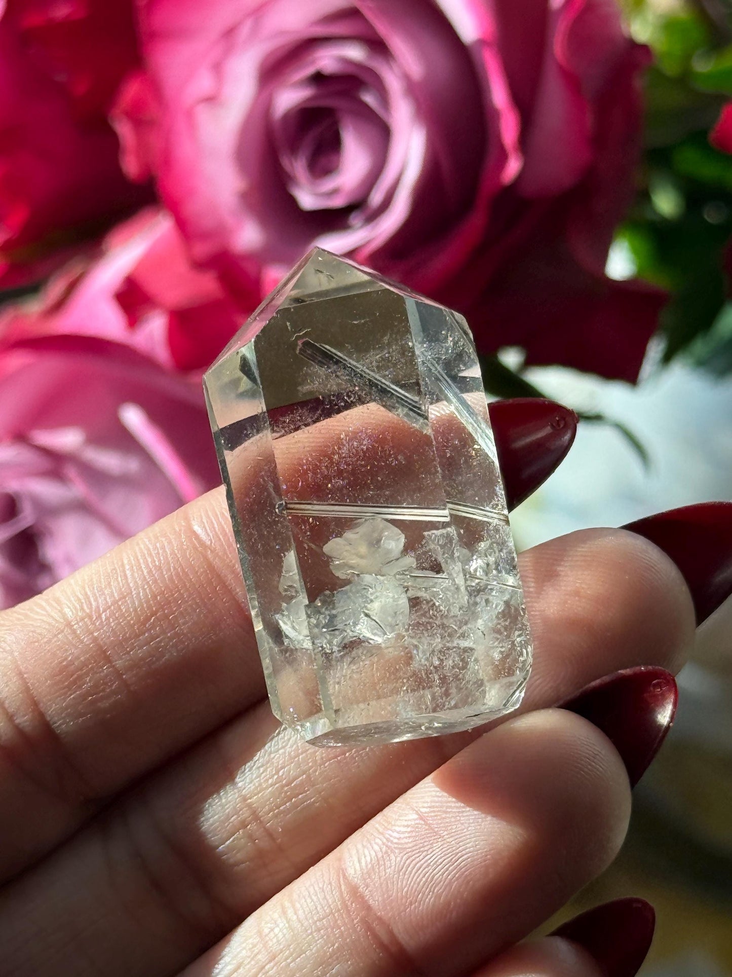 Silver Rutilated Quartz, Titanium dioxide mineral, Black Rutile, Rutilated Quartz, Rutile Quartz, Garden Quartz, MINI SIZE