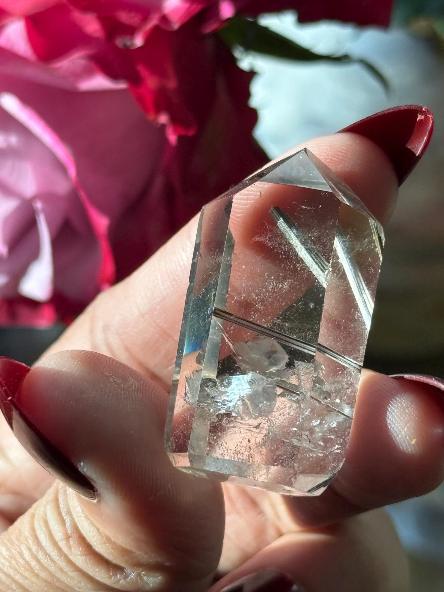 Silver Rutilated Quartz, Titanium dioxide mineral, Black Rutile, Rutilated Quartz, Rutile Quartz, Garden Quartz, MINI SIZE