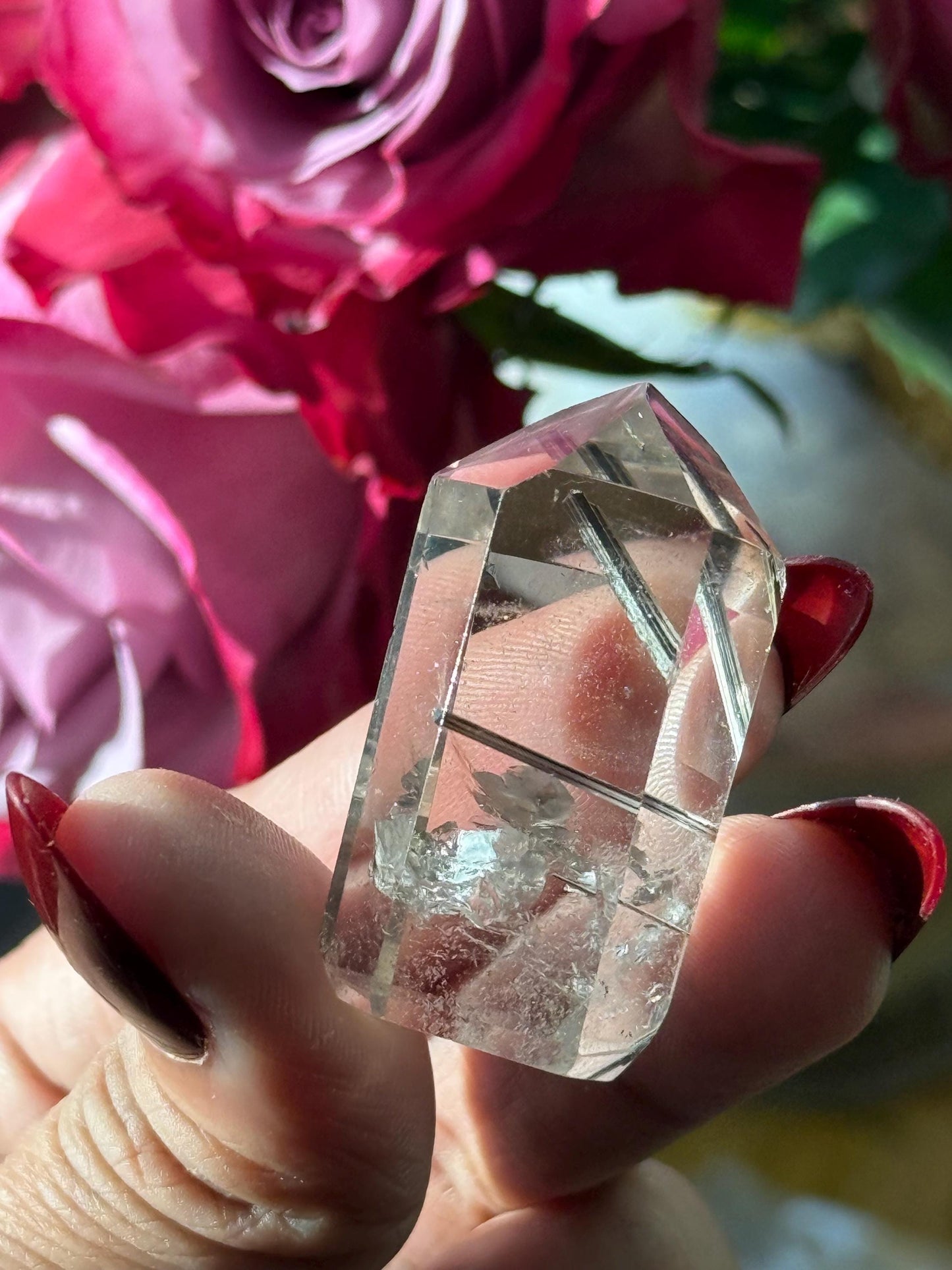 Silver Rutilated Quartz, Titanium dioxide mineral, Black Rutile, Rutilated Quartz, Rutile Quartz, Garden Quartz, MINI SIZE