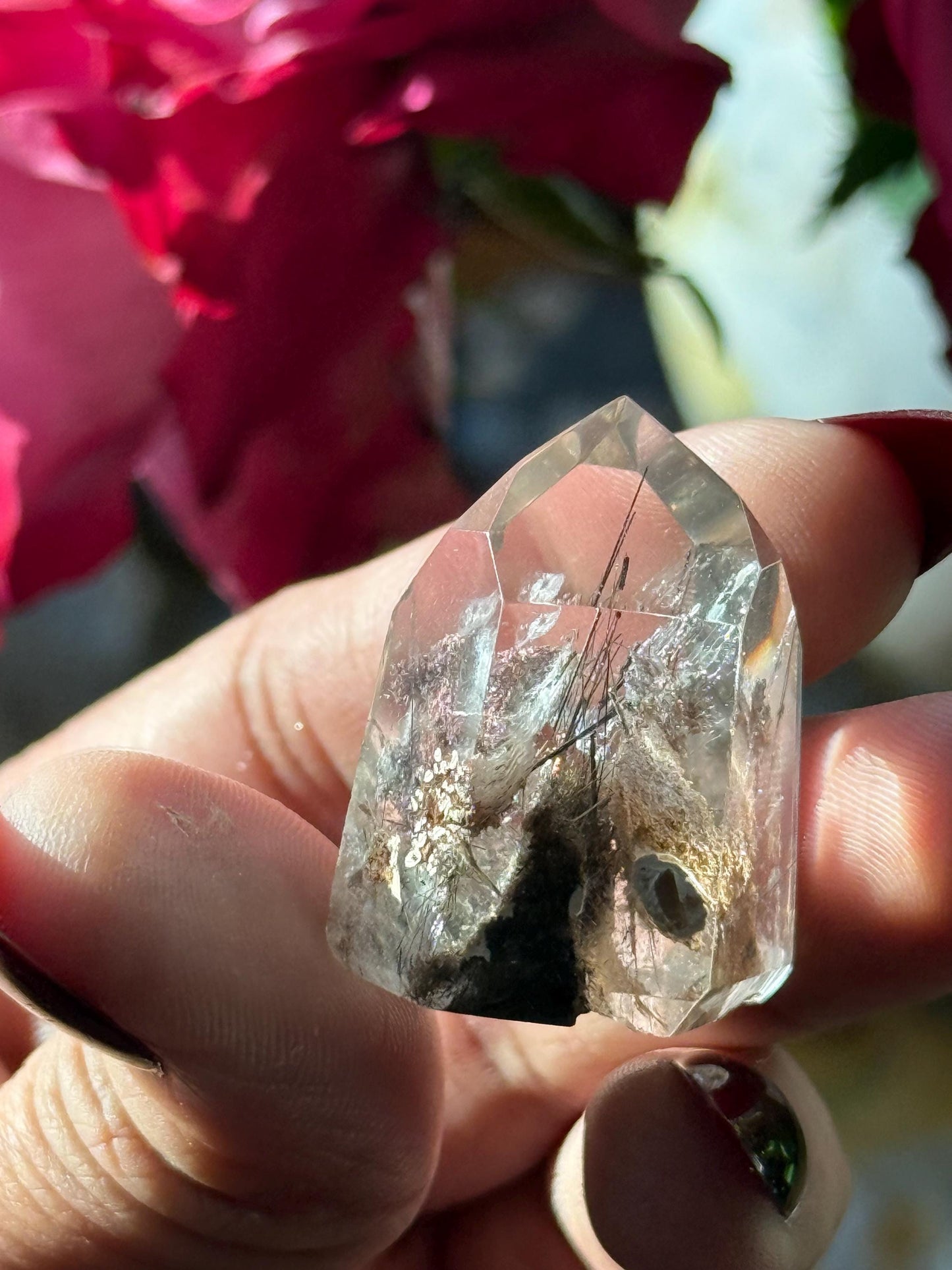 Mini Garden Quartz Point with Silver Rutile, Garden Quartz, Rutile Quartz, Lodolite Quartz, MINI Size