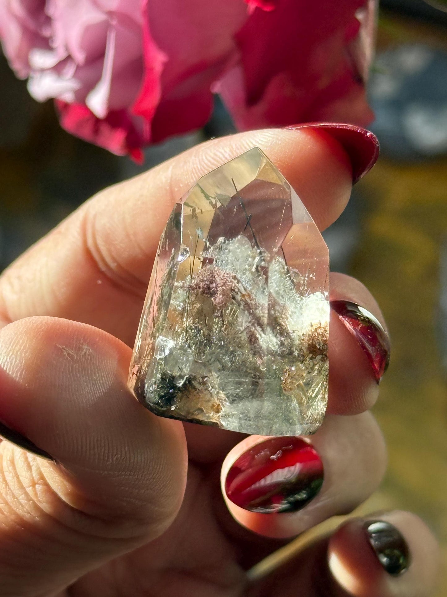 Mini Garden Quartz Point with Silver Rutile, Garden Quartz, Rutile Quartz, Lodolite Quartz, MINI Size