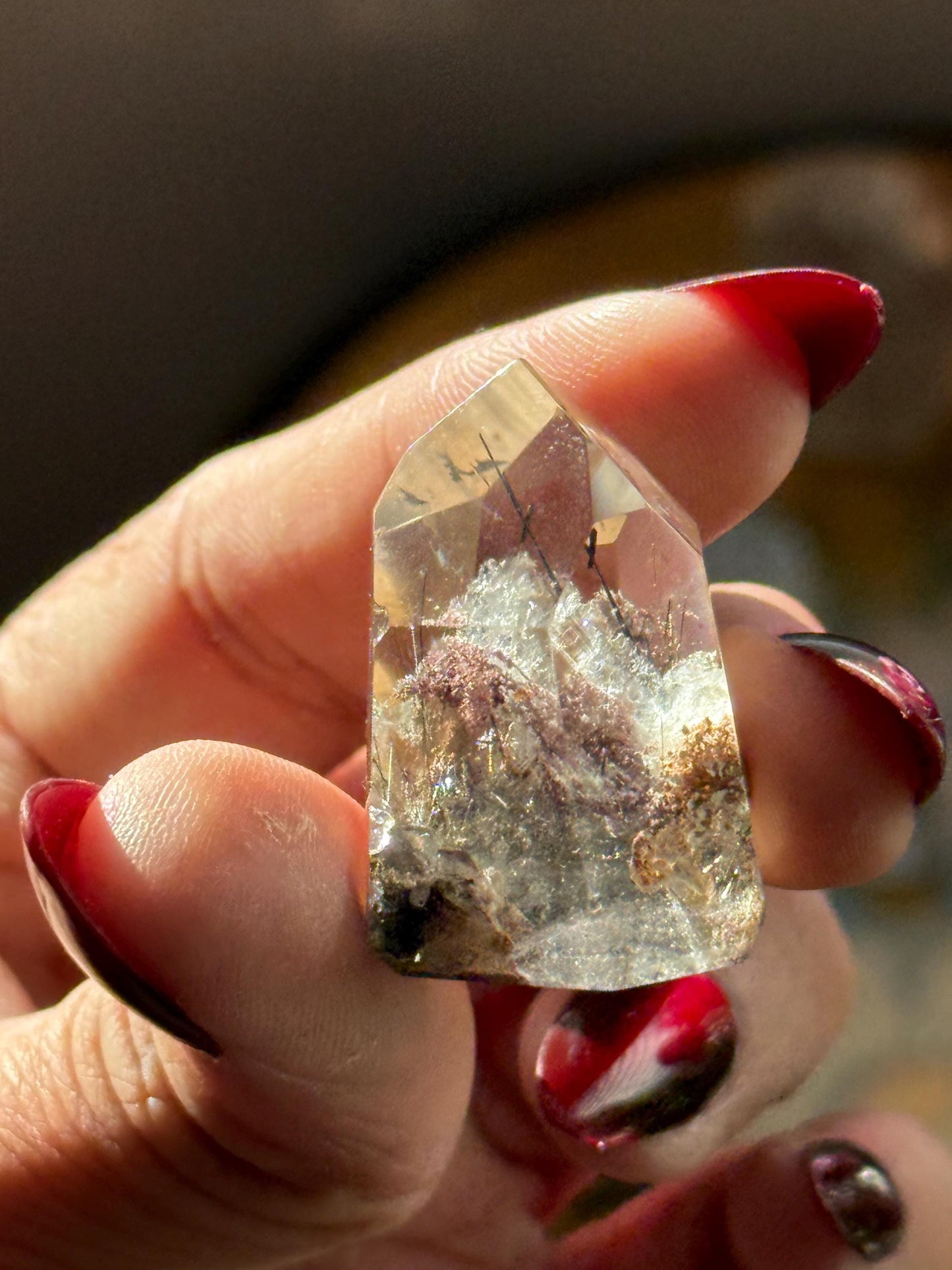 Mini Garden Quartz Point with Silver Rutile, Garden Quartz, Rutile Quartz, Lodolite Quartz, MINI Size