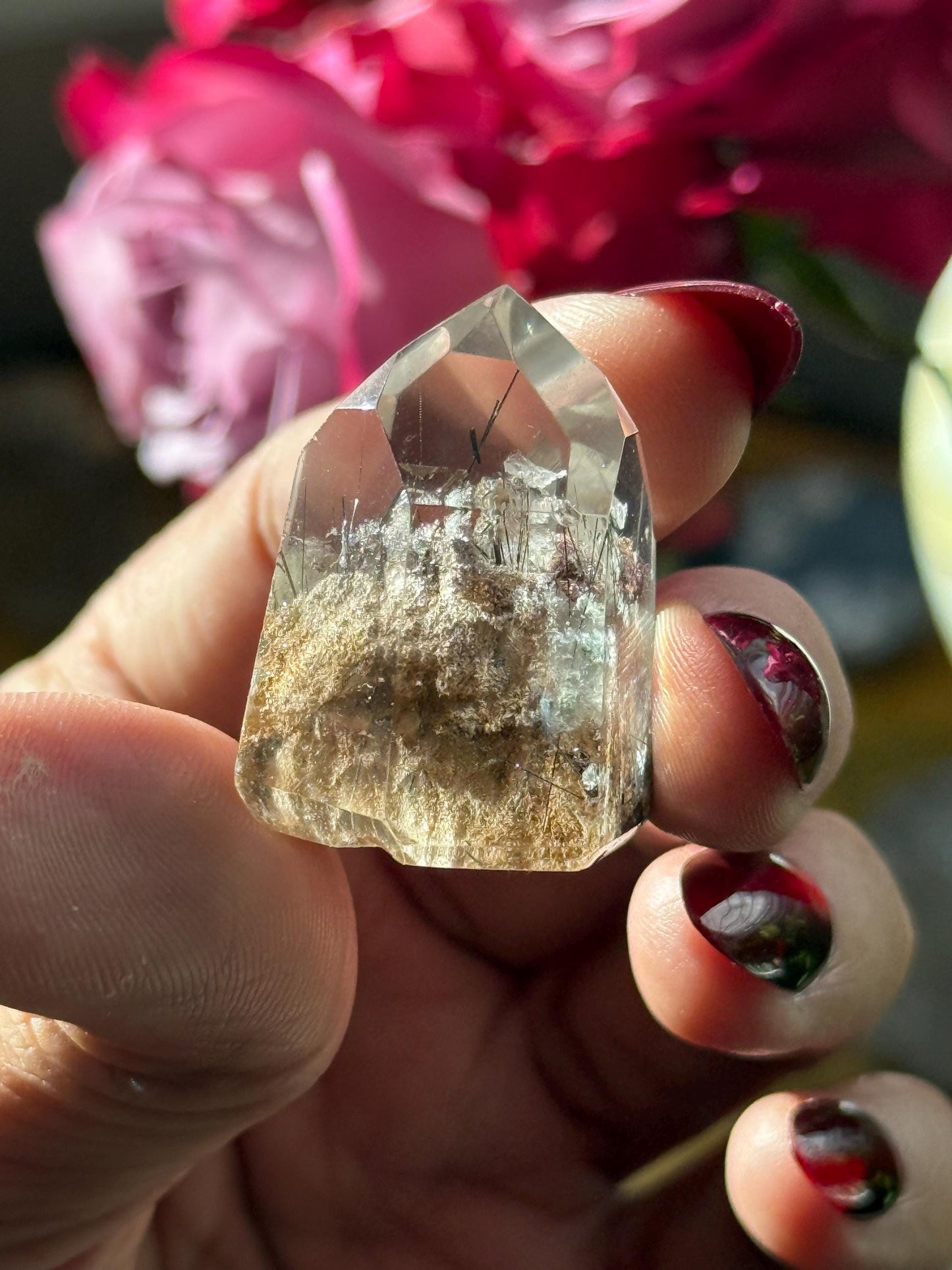 Mini Garden Quartz Point with Silver Rutile, Garden Quartz, Rutile Quartz, Lodolite Quartz, MINI Size