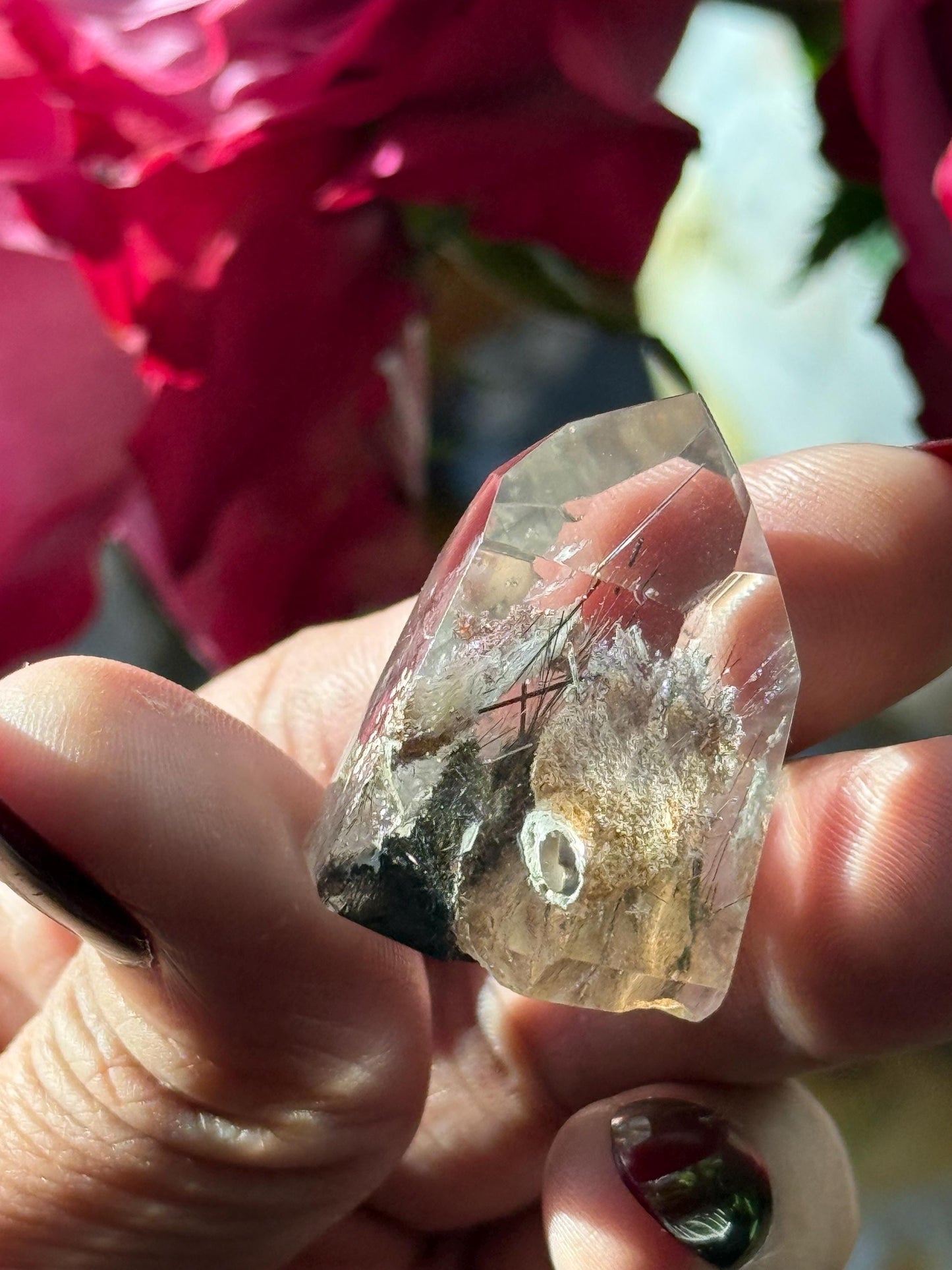 Mini Garden Quartz Point with Silver Rutile, Garden Quartz, Rutile Quartz, Lodolite Quartz, MINI Size