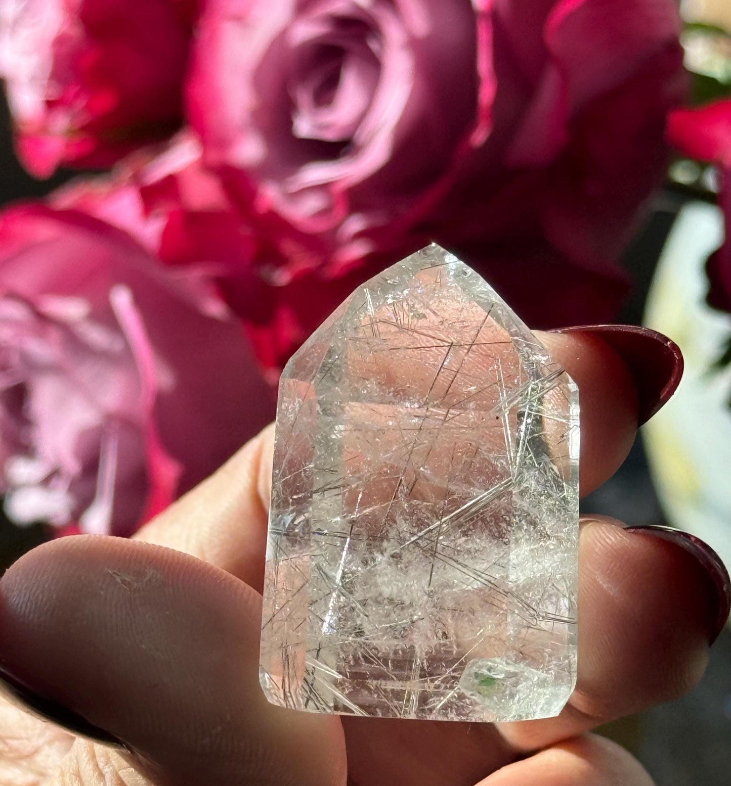 Silver Rutilated Quartz, Titanium dioxide mineral, Black Rutile, Rutilated Quartz, Rutile Quartz, Garden Quartz, MINI SIZE