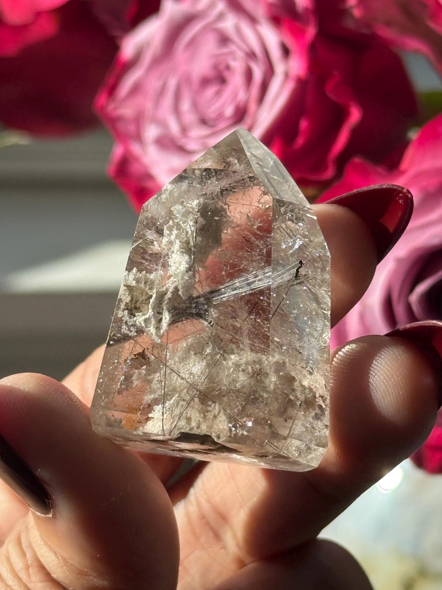 Silver Rutilated Quartz, Titanium dioxide mineral, Black Rutile, Rutilated Quartz, Rutile Quartz, Garden Quartz, MINI SIZE