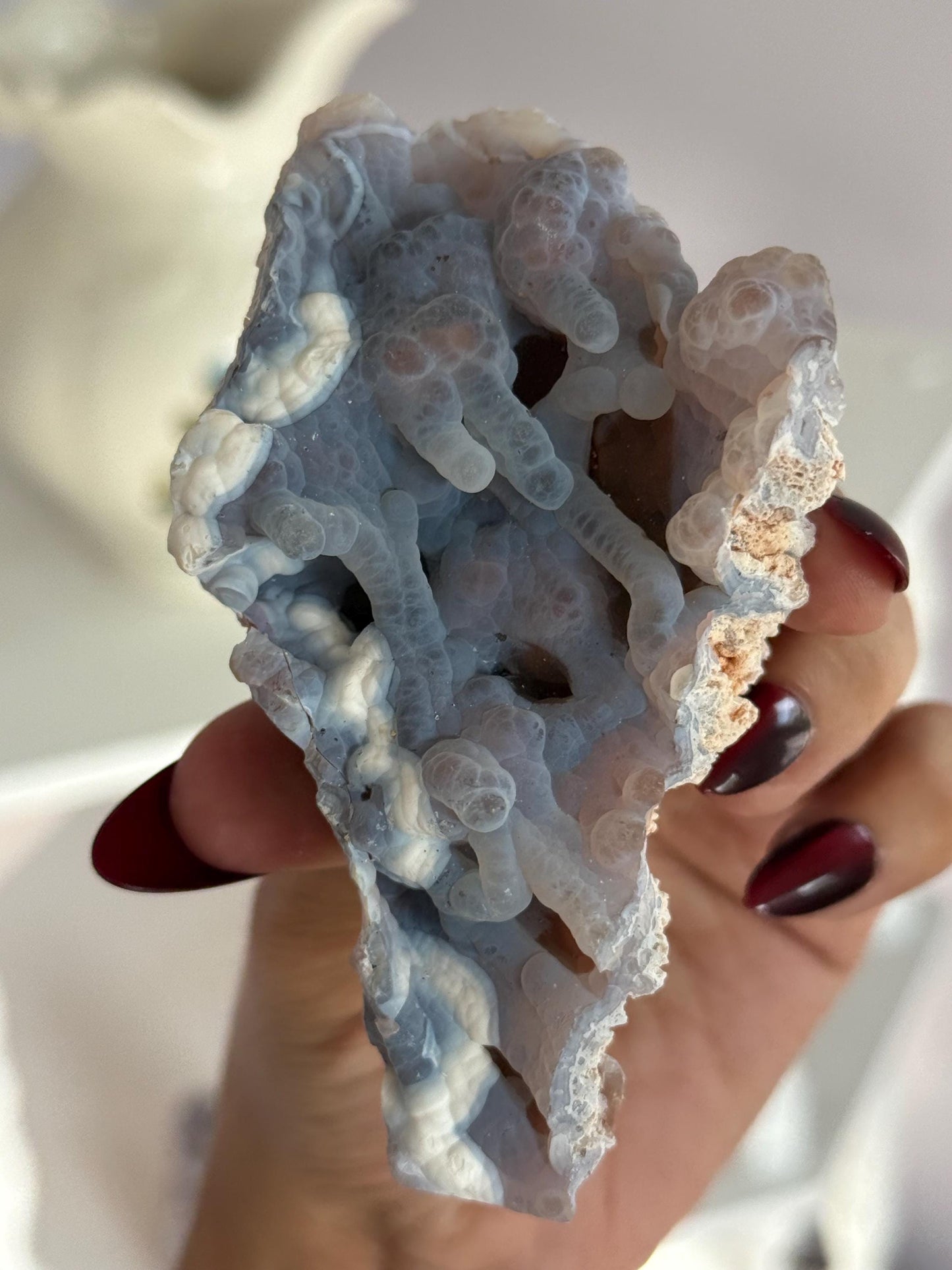 Rare Orca Agate Specimen – Raw Botryoidal Chalcedony Crystal, Natural Mineral Fossil, Collector’s Healing Stone Gift