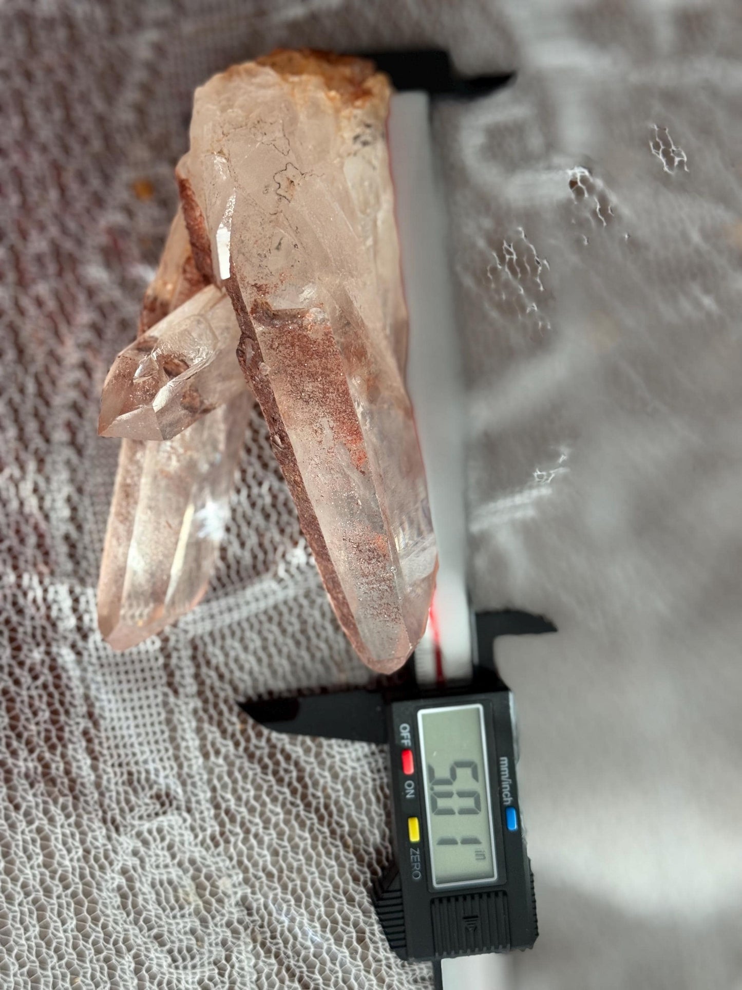 Raw Clear Quartz Cluster with Druzy Hematite “Dream Coat” Crystal Specimen,