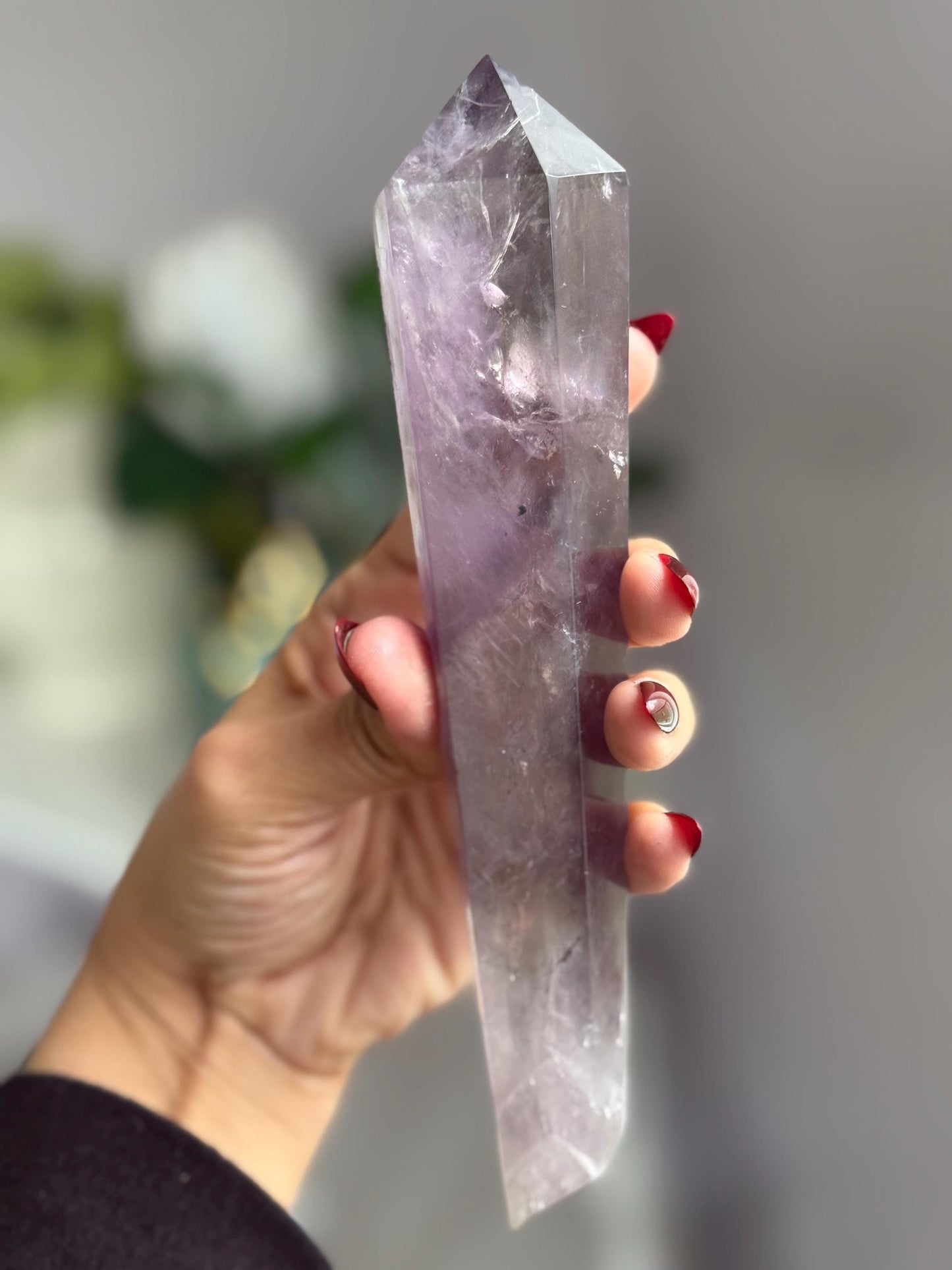 Rainbow Amethyst Wand Point – Natural Amethyst Quartz Crystal for Healing, Meditation & Mineral Specimen collectors