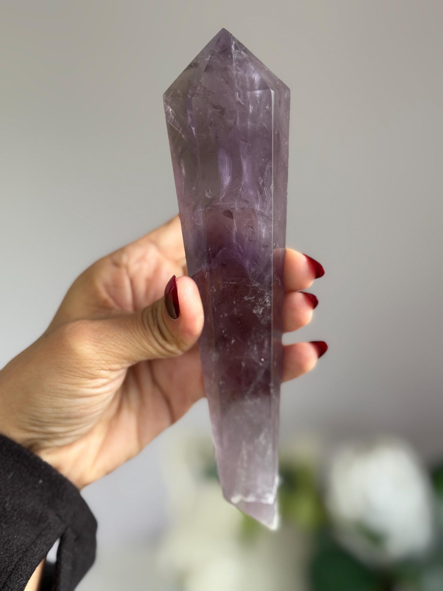 Rainbow Amethyst Wand Point – Natural Amethyst Quartz Crystal