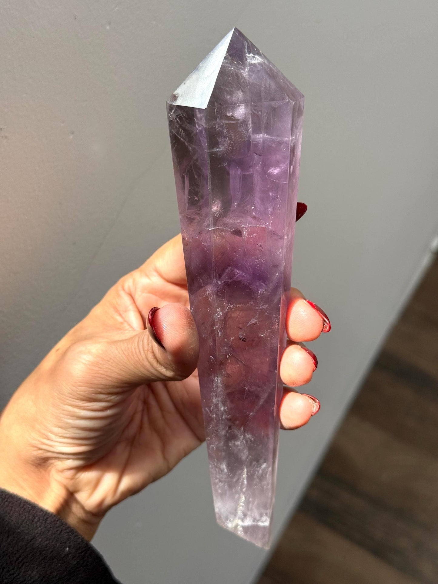 Rainbow Amethyst Wand Point – Natural Amethyst Quartz Crystal for Healing, Meditation & Mineral Specimen collectors