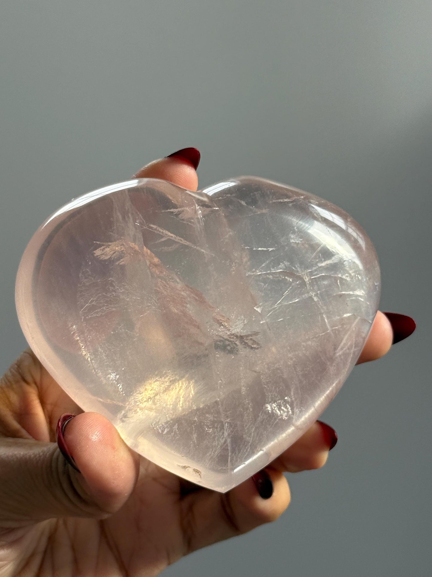 Girasol Rose Quartz Heart with Star Flash – Rose Quartz Heart, Healing Crystals, Crystal Gift for Crystal Lovers