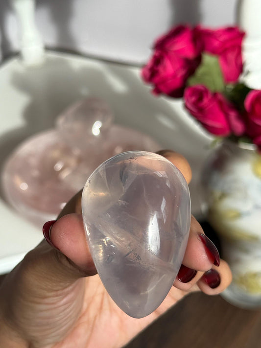 Girasol Rose Quartz Egg with Star Flash – Rose Quartz Heart, Healing Crystals, Crystal Gift for Crystal Lovers