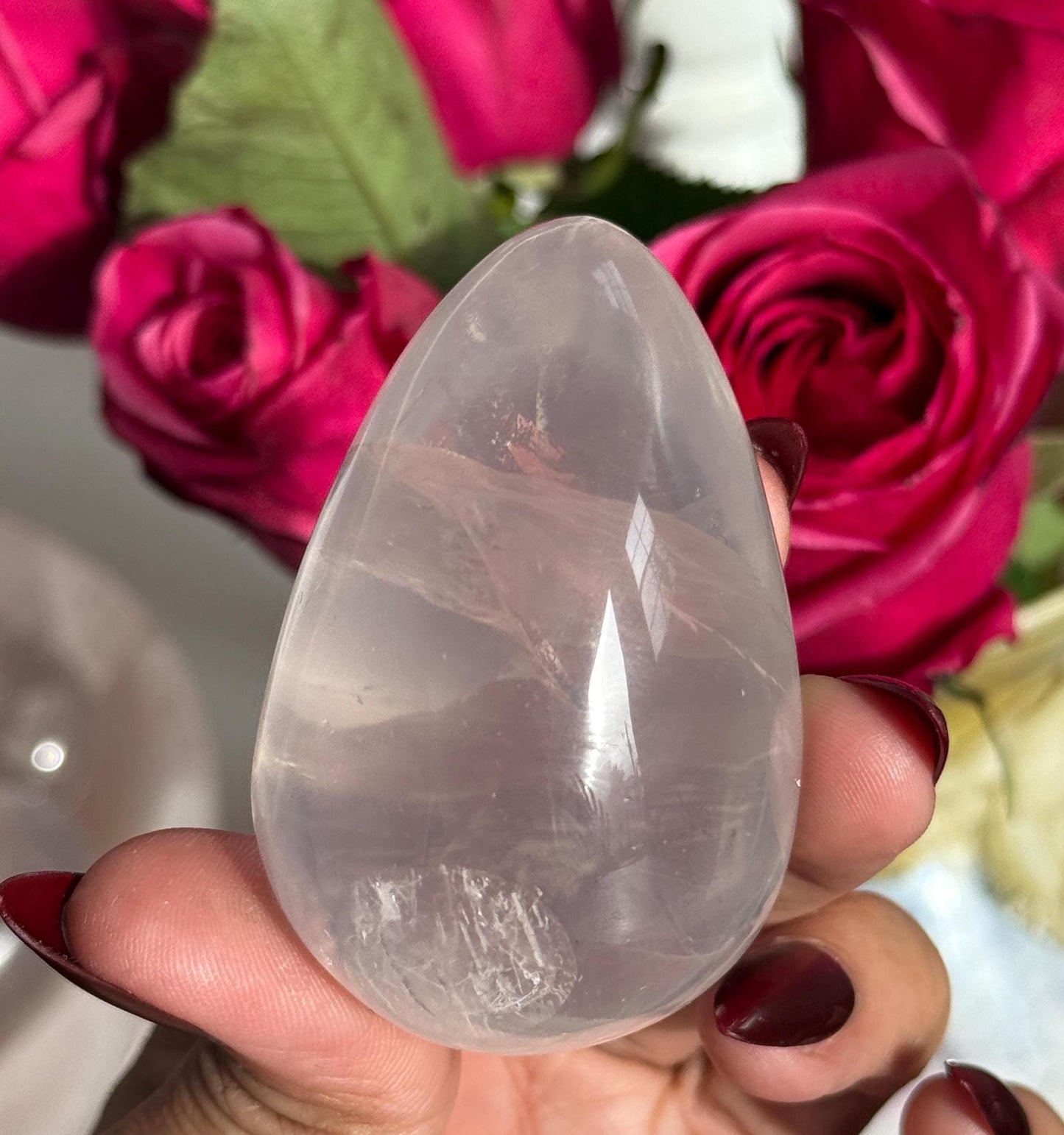 Girasol Rose Quartz egg with Star Flash