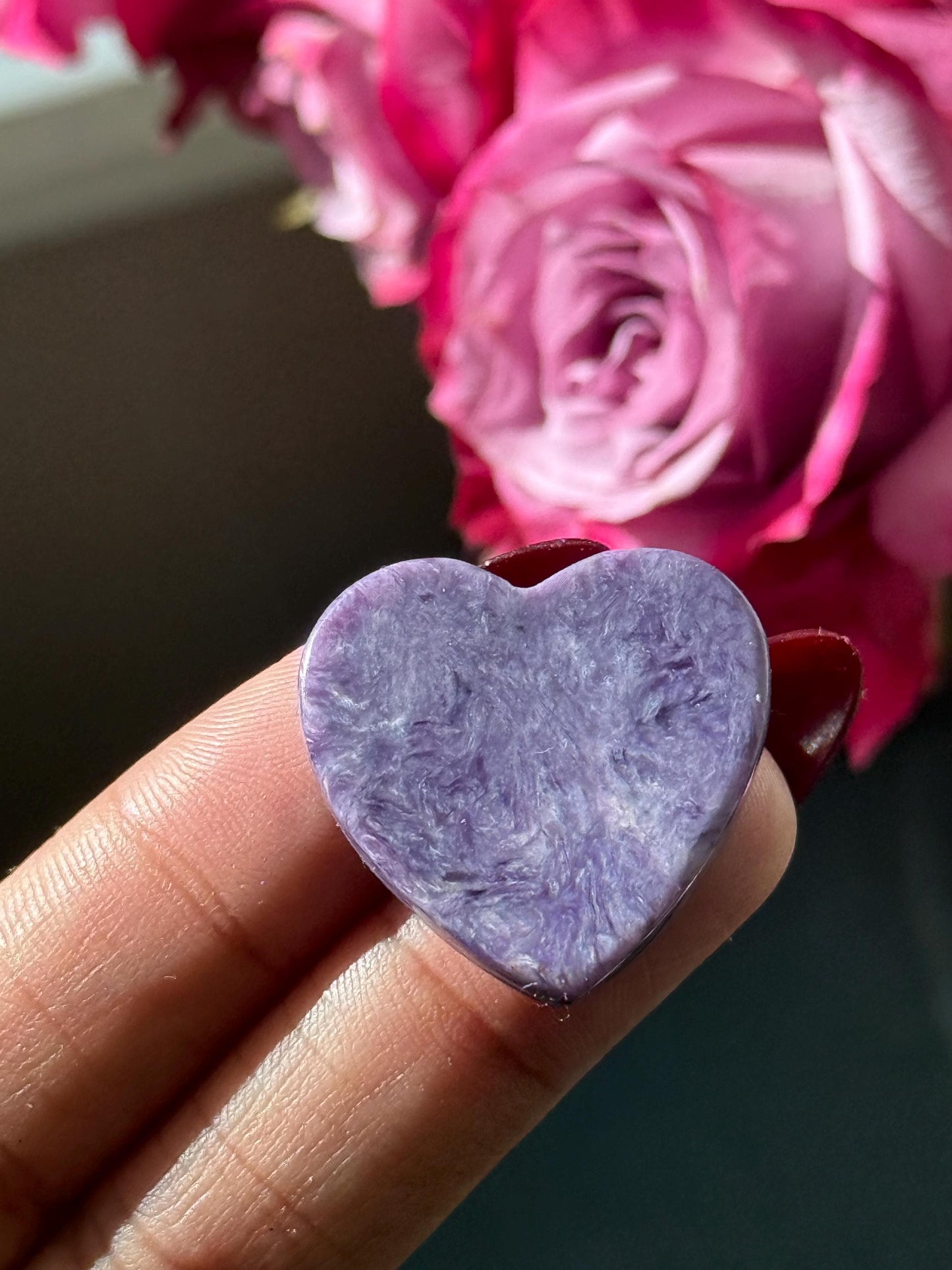 Charoite Heart, Charoite From Russia, Crown Chakra Healing Crystal, Worry Stone, Witchy Things