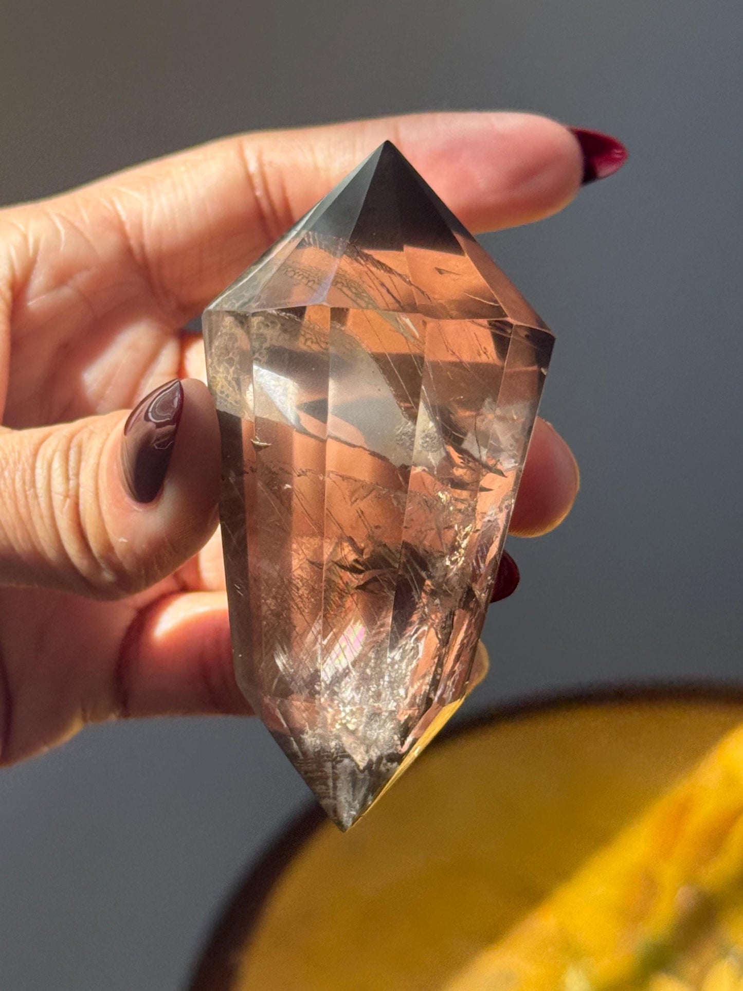 Smoky Quartz Vogel, Faceted Smoky Quartz Crystal, 12 Point Vogel, Healing Crystal, Spiritual & Metaphysical Gift