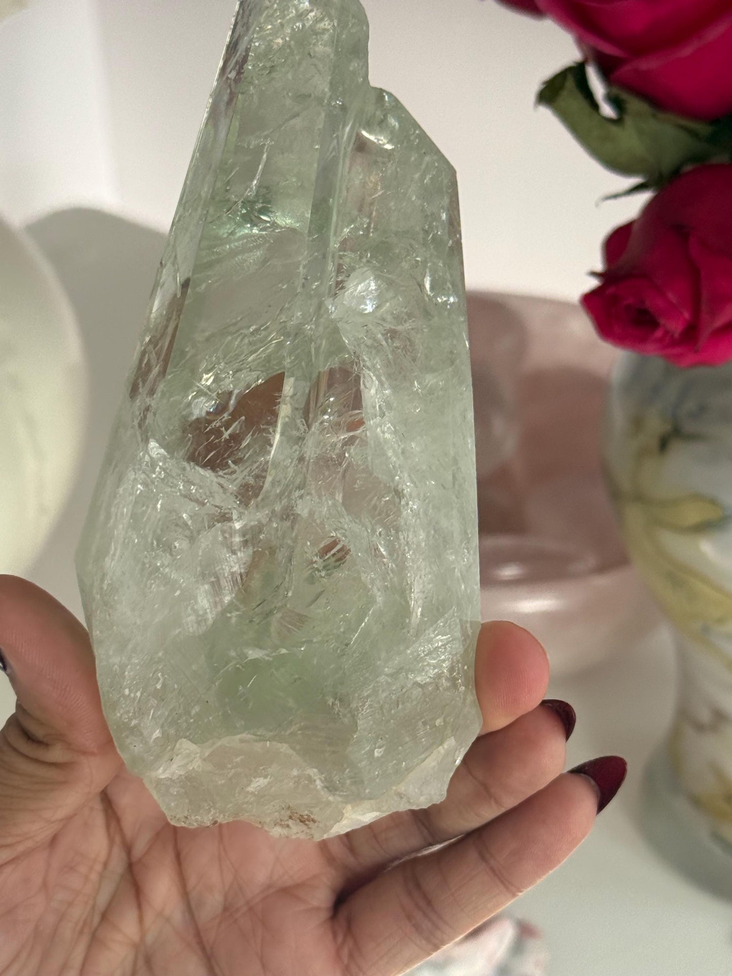 Prasiolite Quartz, Prasiolite Double Terminated Quartz, Twin Flame Quartz