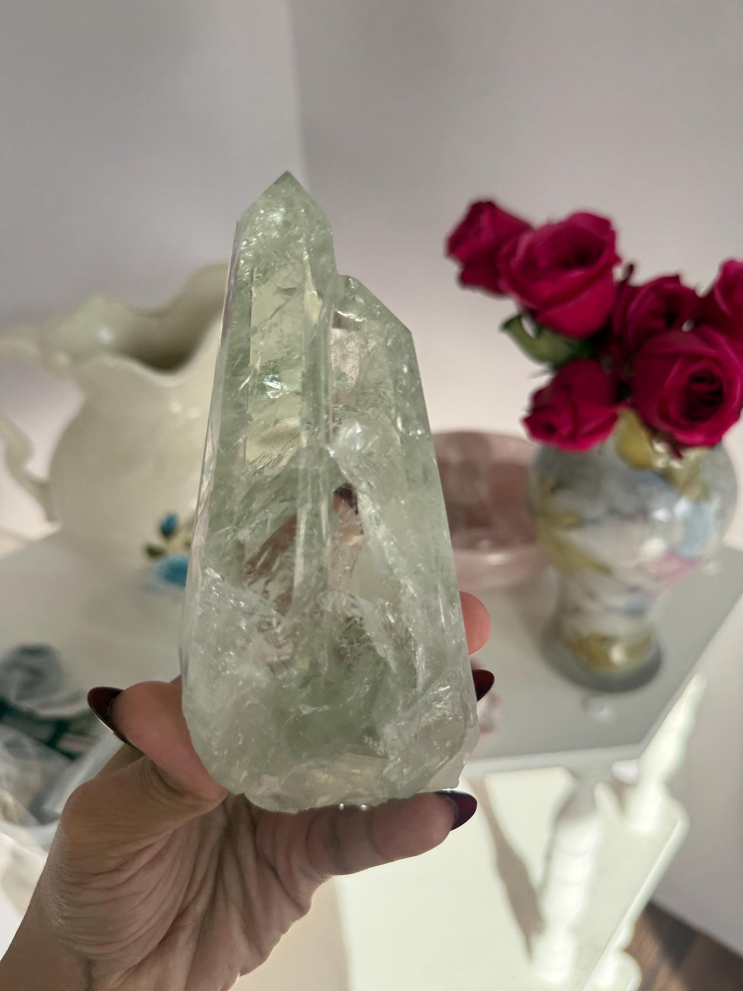 Prasiolite Quartz, Prasiolite Double Terminated Quartz, Twin Flame Quartz