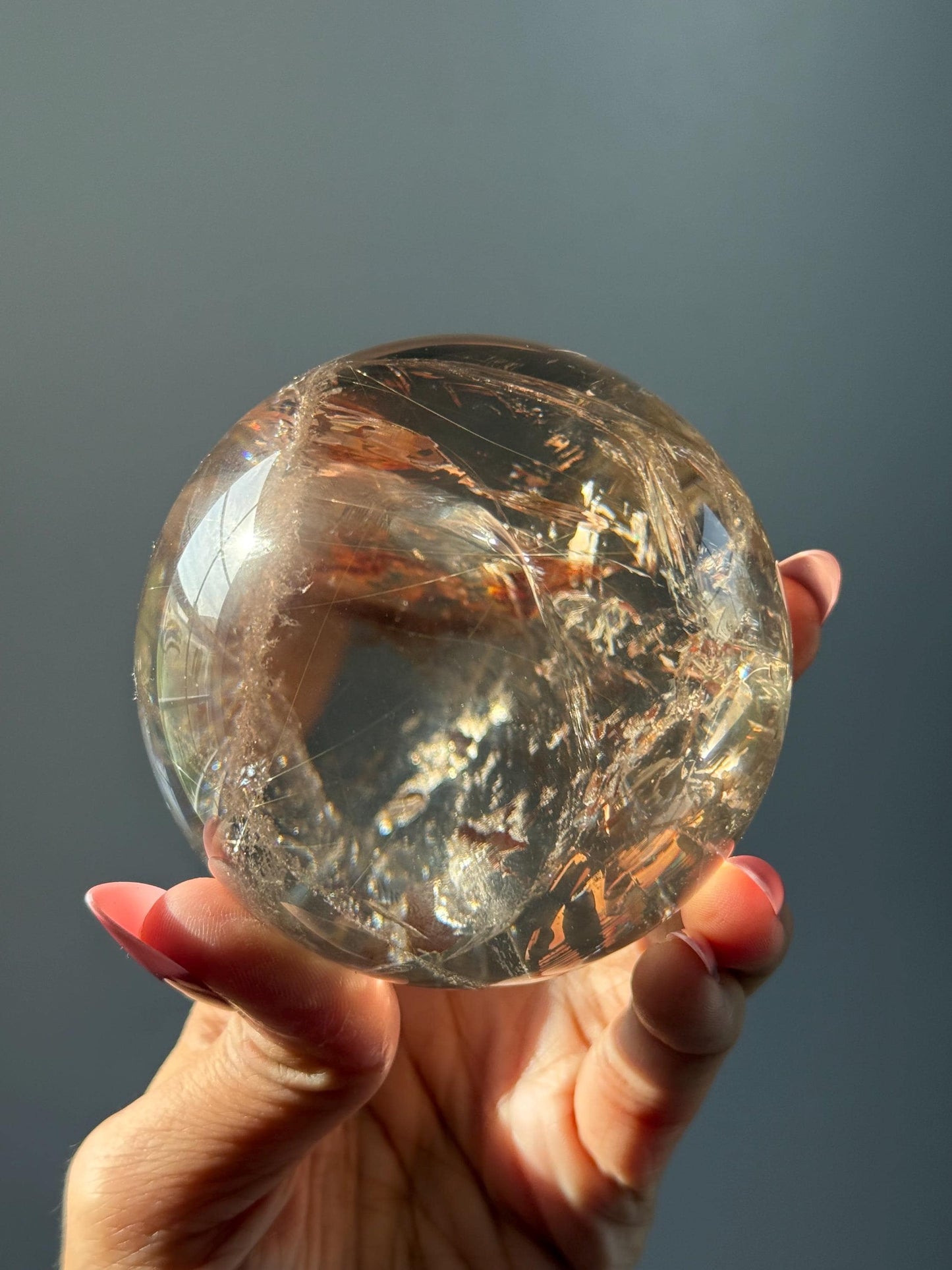 Smoky Quartz with Golden Rutile & Red Hematoid – Natural Mineral Specimen, Healing Crystals