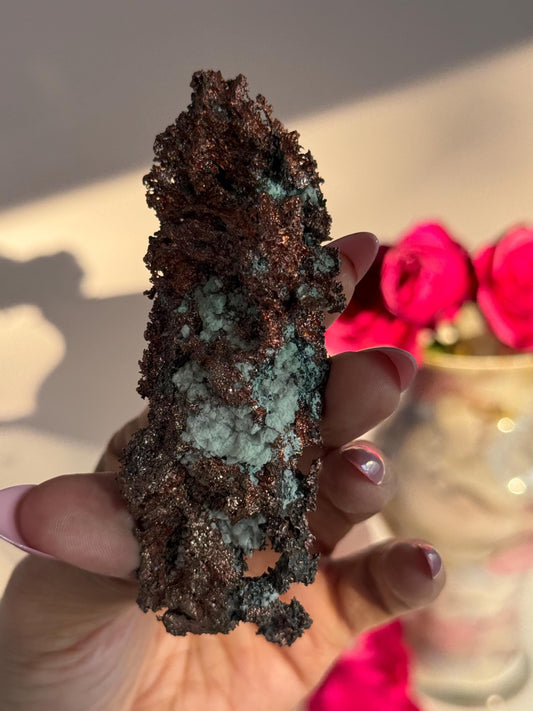 Copper & Blue Aragonite Specimen: Rare Collector Mineral Stone