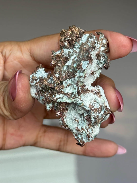 Copper & Blue Aragonite Specimen: Rare Collector Mineral Stone