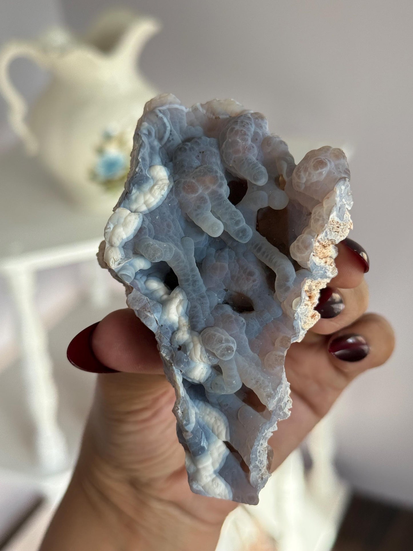 Rare Orca Agate Specimen – Raw Botryoidal Chalcedony Crystal, Natural Mineral Fossil, Collector’s Healing Stone Gift