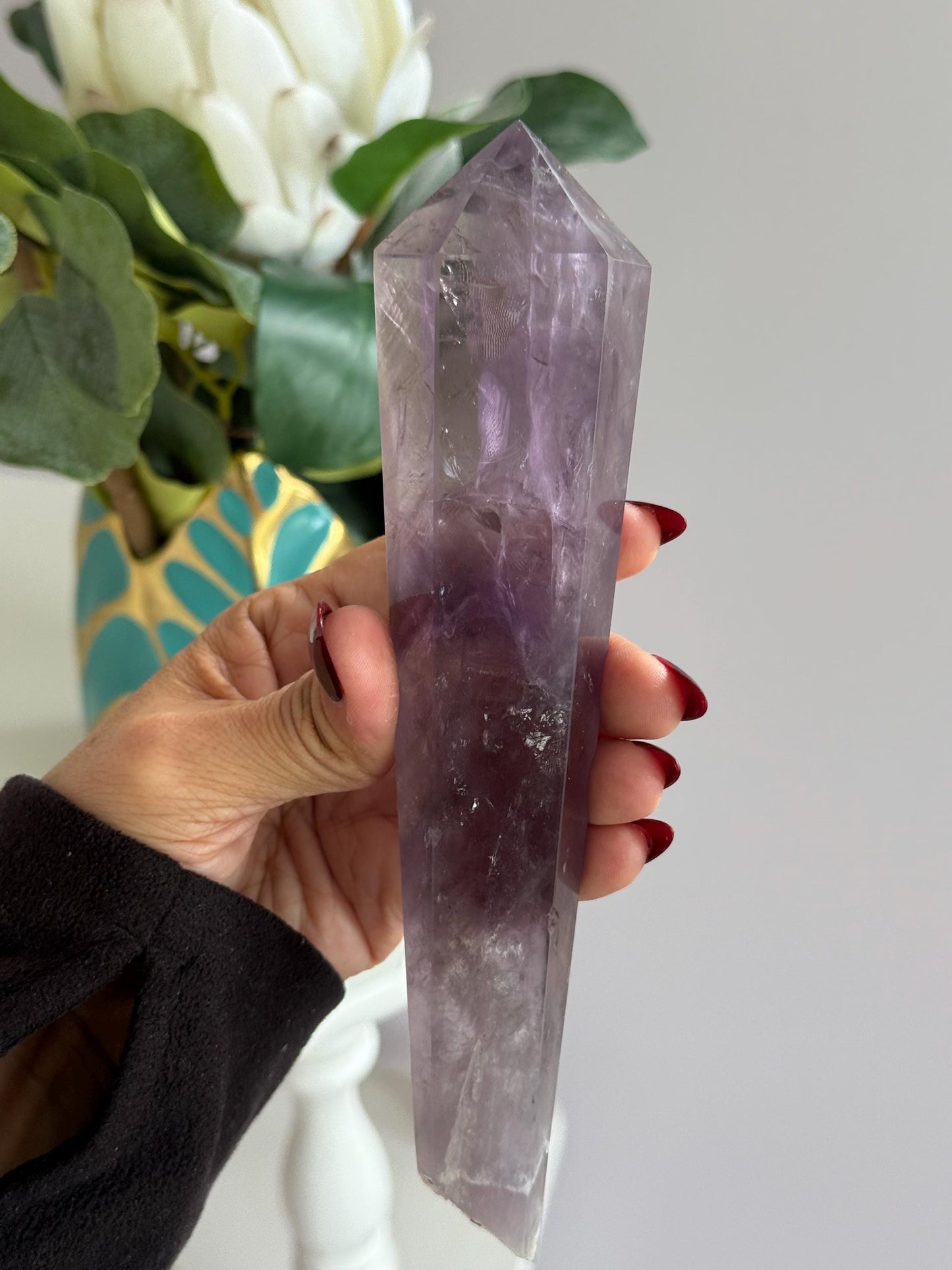 Rainbow Amethyst Wand Point – Natural Amethyst Quartz Crystal for Healing, Meditation & Mineral Specimen collectors