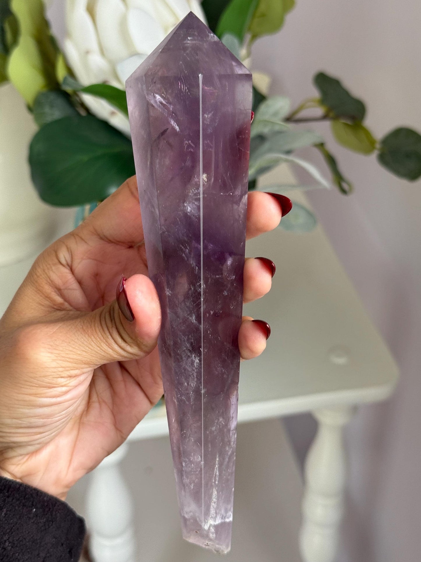 Rainbow Amethyst Wand Point – Natural Amethyst Quartz Crystal for Healing, Meditation & Mineral Specimen collectors