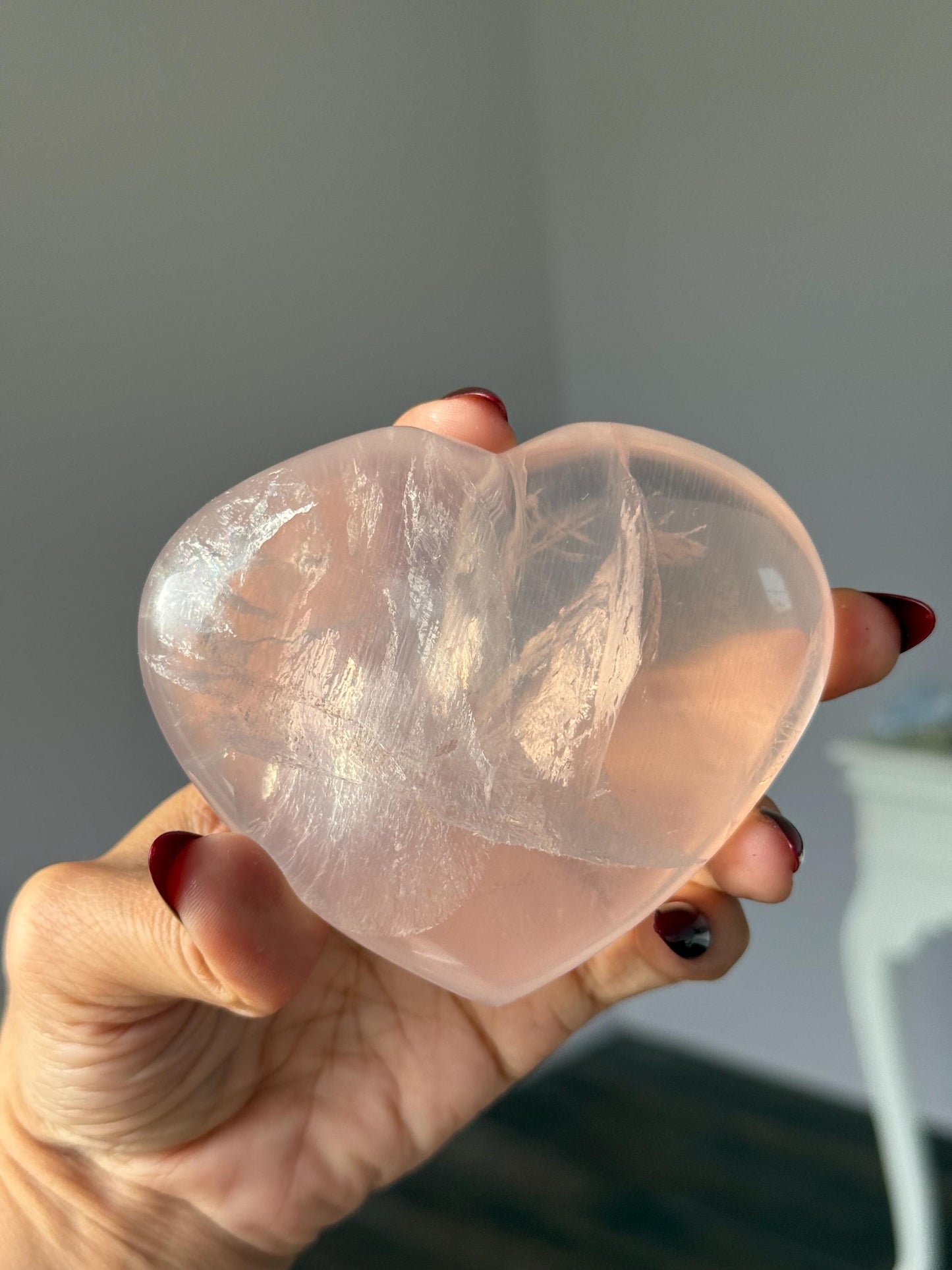 Girasol Rose Quartz Heart with Star Flash – Rose Quartz Heart, Healing Crystals, Crystal Gift for Crystal Lovers