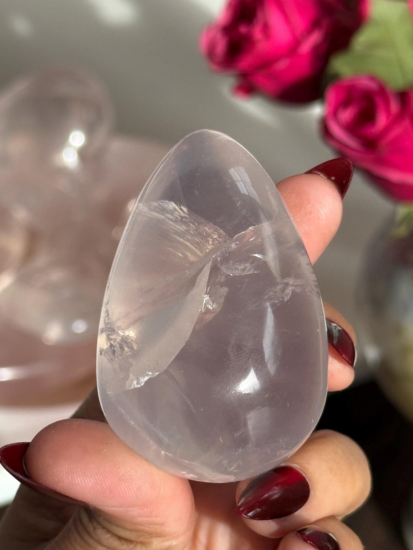 Girasol Rose Quartz Egg with Star Flash – Rose Quartz Heart, Healing Crystals, Crystal Gift for Crystal Lovers