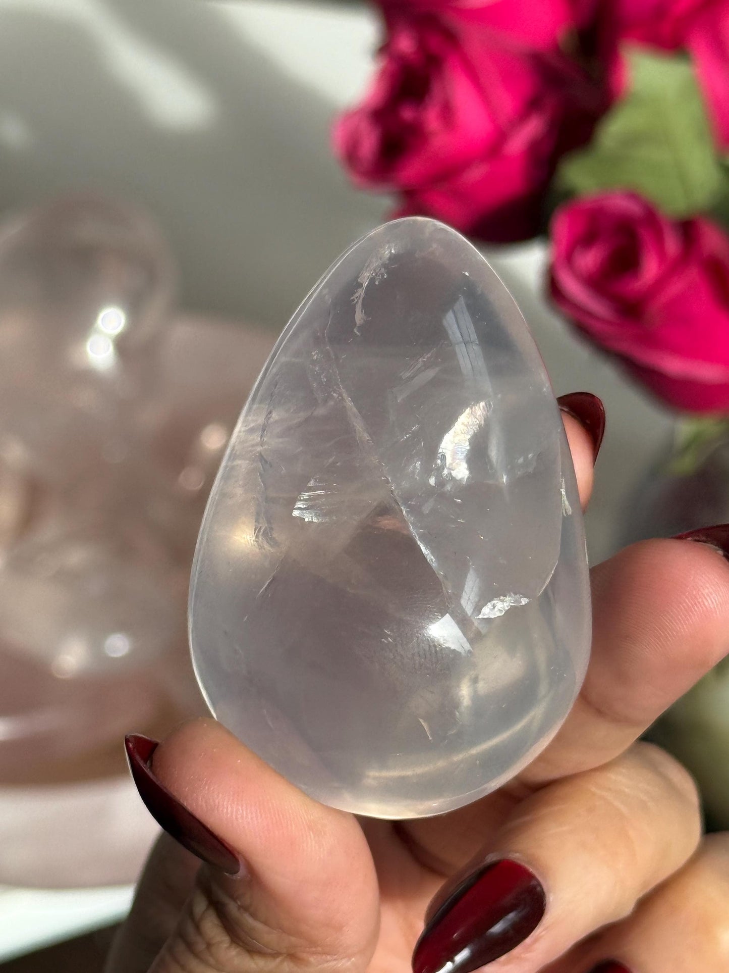 Girasol Rose Quartz Egg with Star Flash – Rose Quartz Heart, Healing Crystals, Crystal Gift for Crystal Lovers