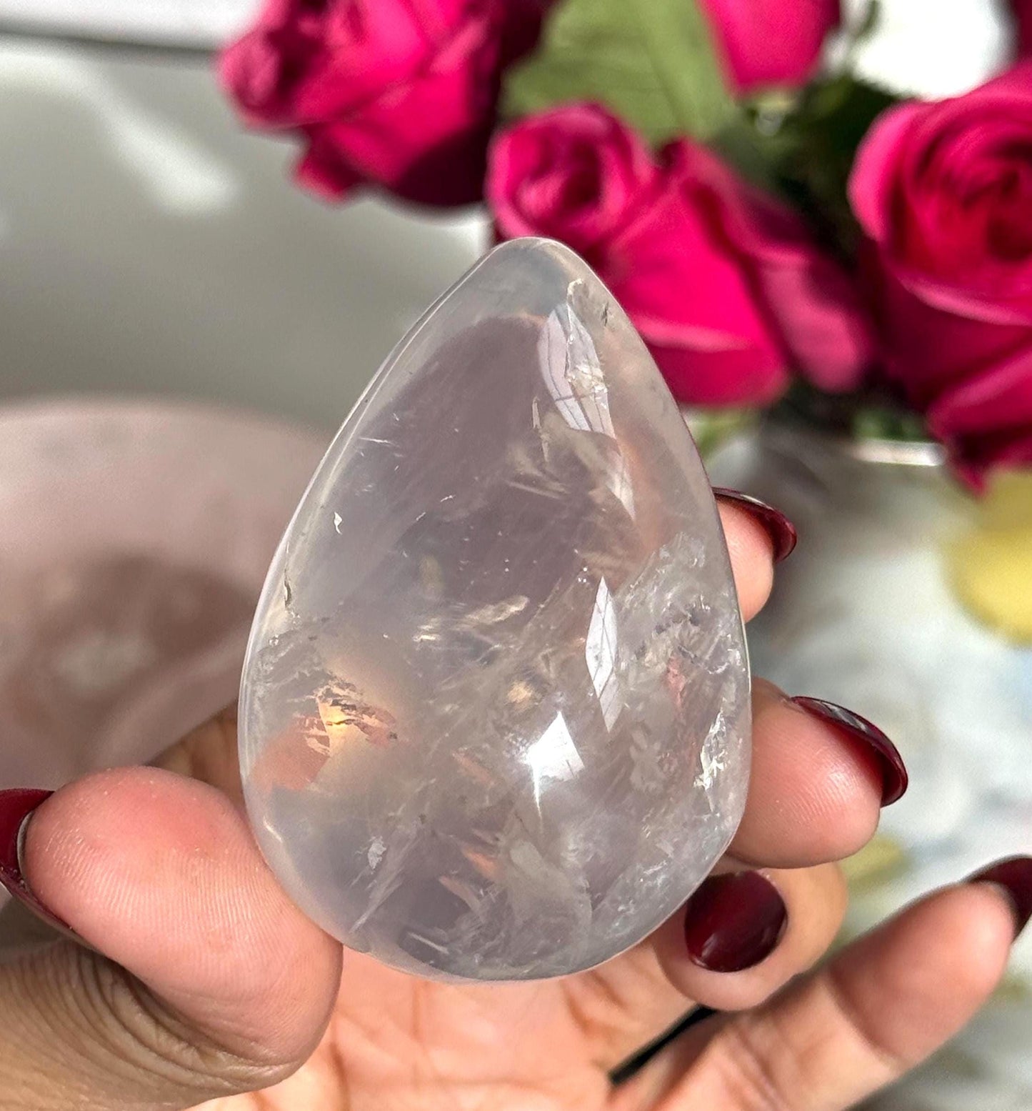 Girasol Rose Quartz egg with Star Flash