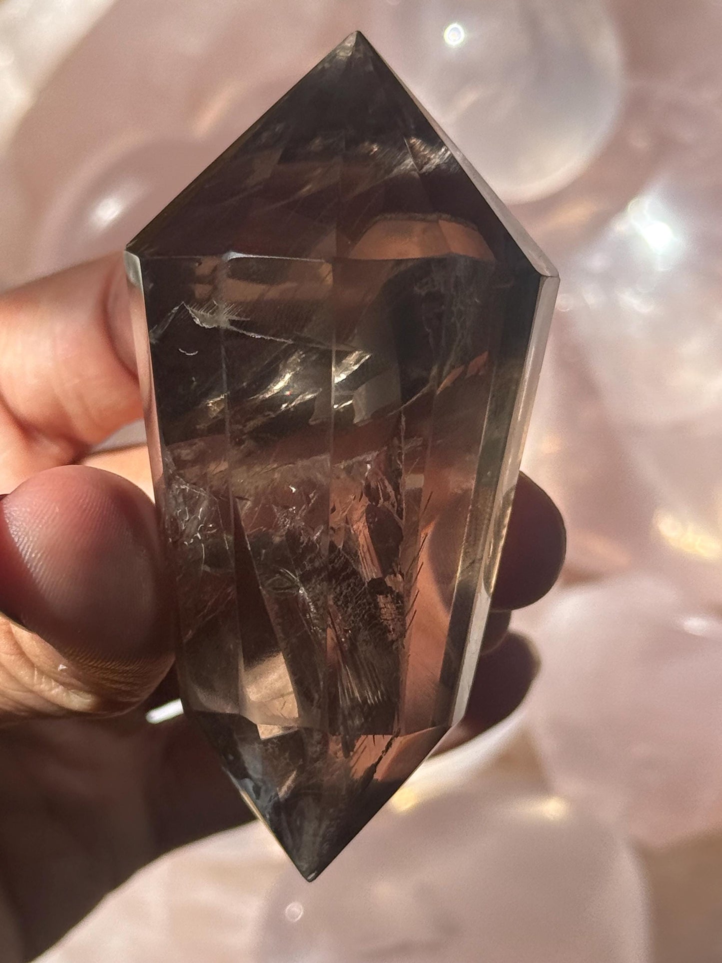 Smoky Quartz Vogel, Faceted Smoky Quartz Crystal, 12 Point Vogel, Healing Crystal, Spiritual & Metaphysical Gift