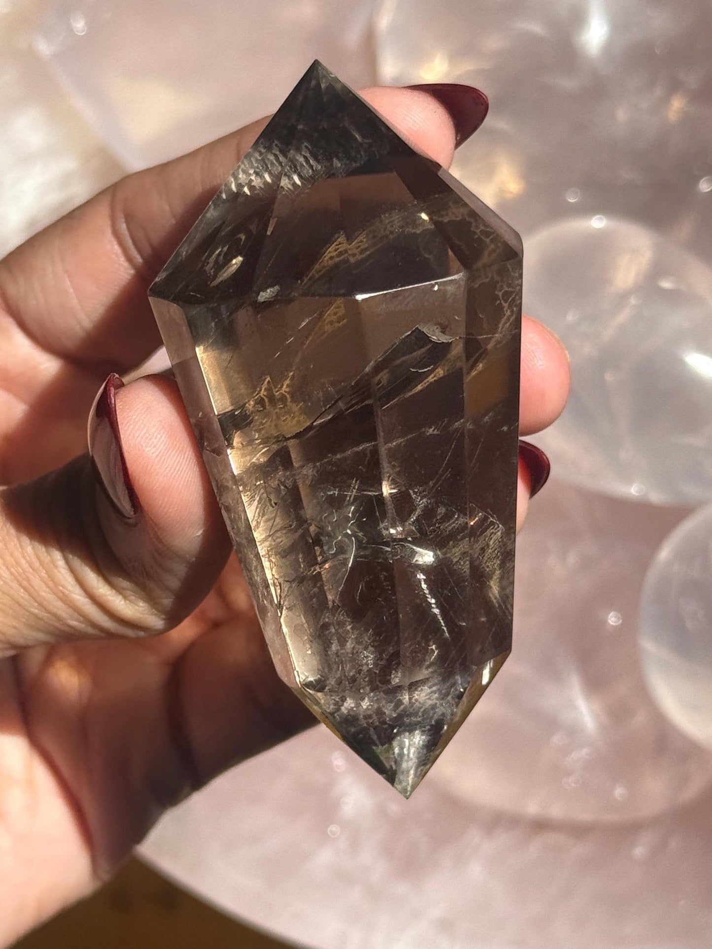 Smoky Quartz Vogel, Faceted Smoky Quartz Crystal, 12 Point Vogel, Healing Crystal, Spiritual & Metaphysical Gift