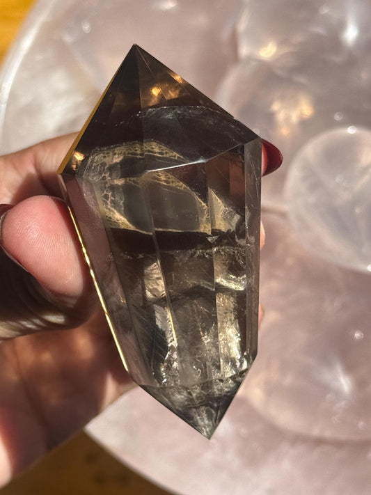 Smoky Quartz Vogel, Faceted Smoky Quartz Crystal, 12 Point Vogel, Healing Crystal, Spiritual & Metaphysical Gift