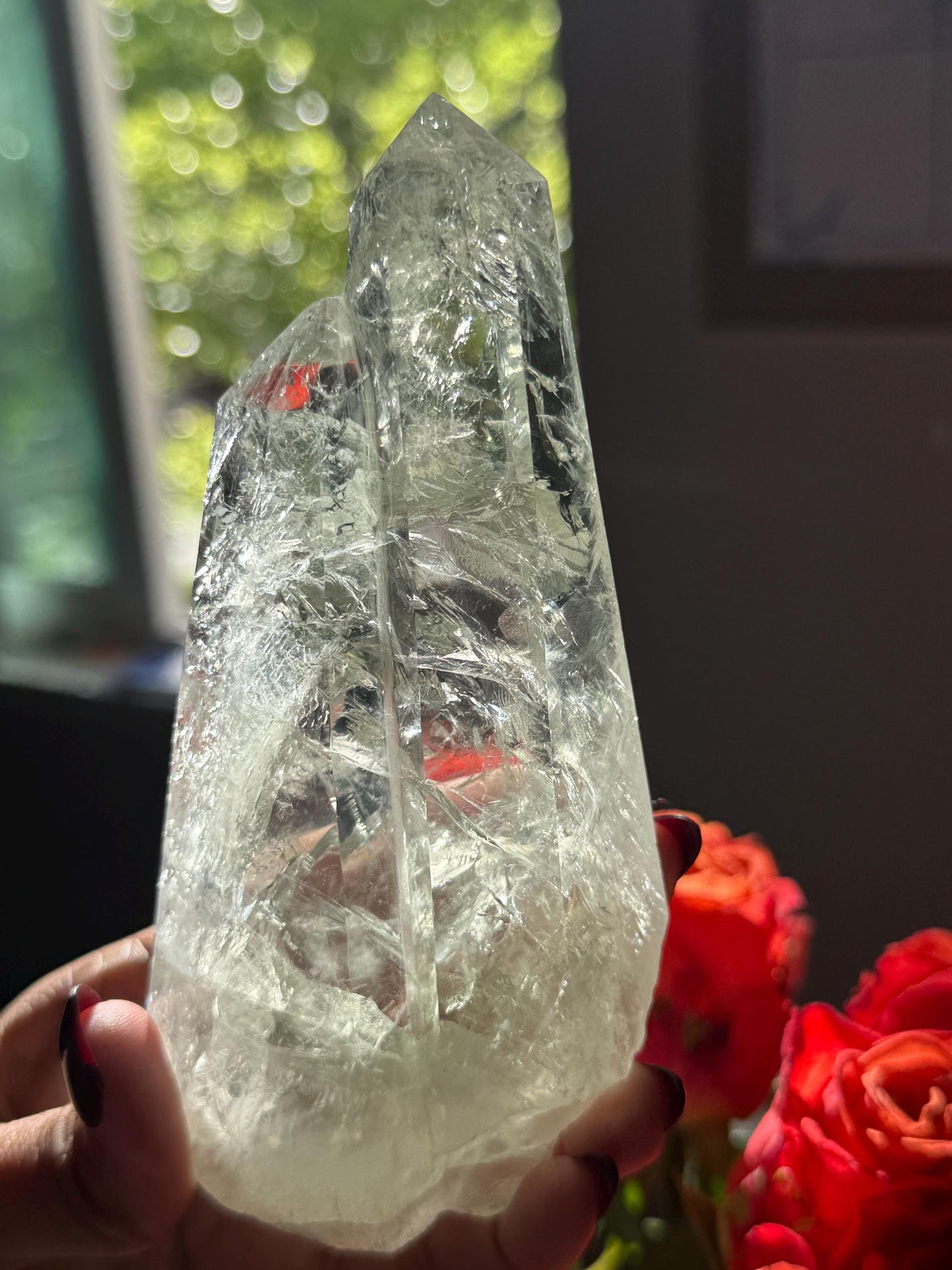 Prasiolite Quartz, Prasiolite Double Terminated Quartz, Twin Flame Quartz