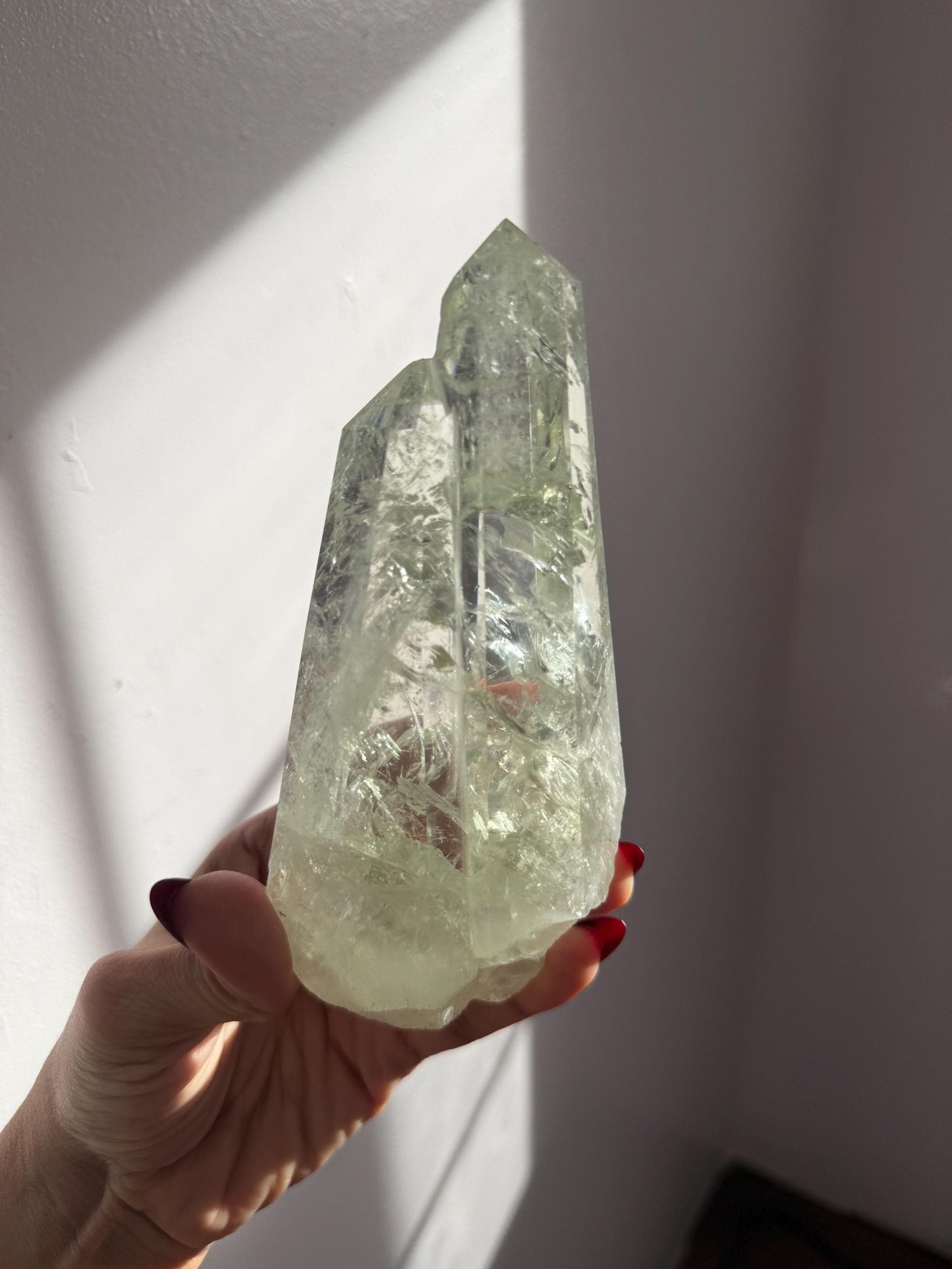 Prasiolite Quartz, Prasiolite Double Terminated Quartz, Twin Flame Quartz