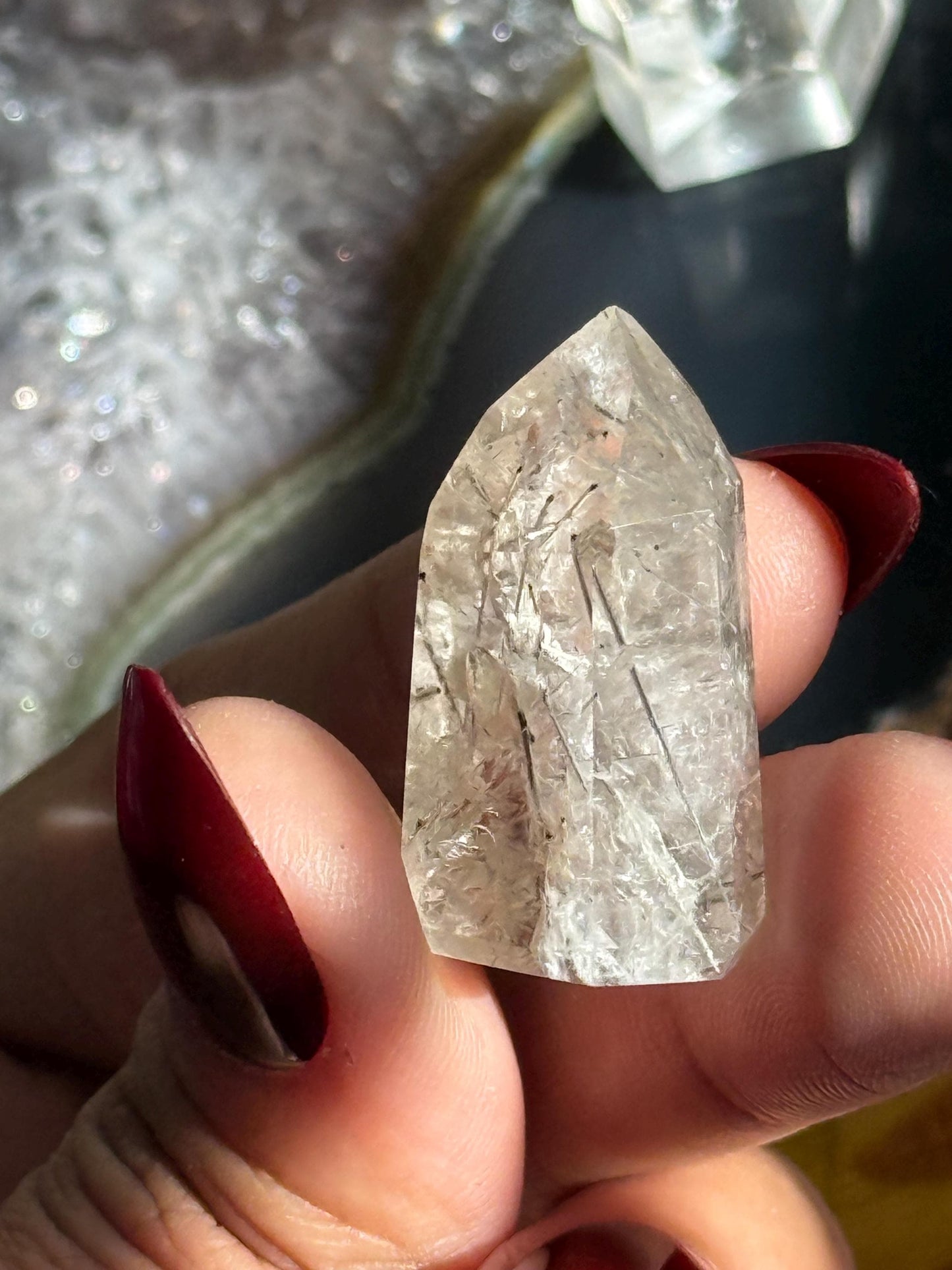 Mini Silver Rutile Quartz, Silver Rutilated Quartz, Inclsuion Quartz
