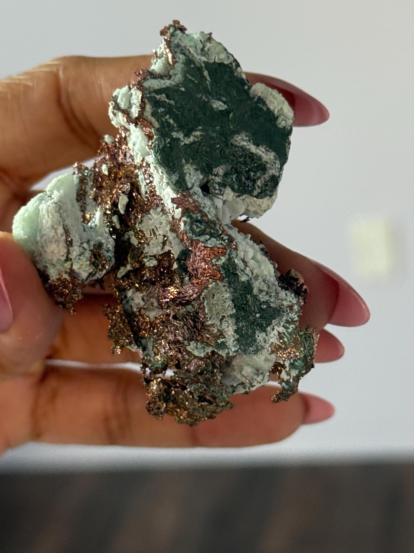 Copper & Blue Aragonite Specimen: Rare Collector Mineral Stone