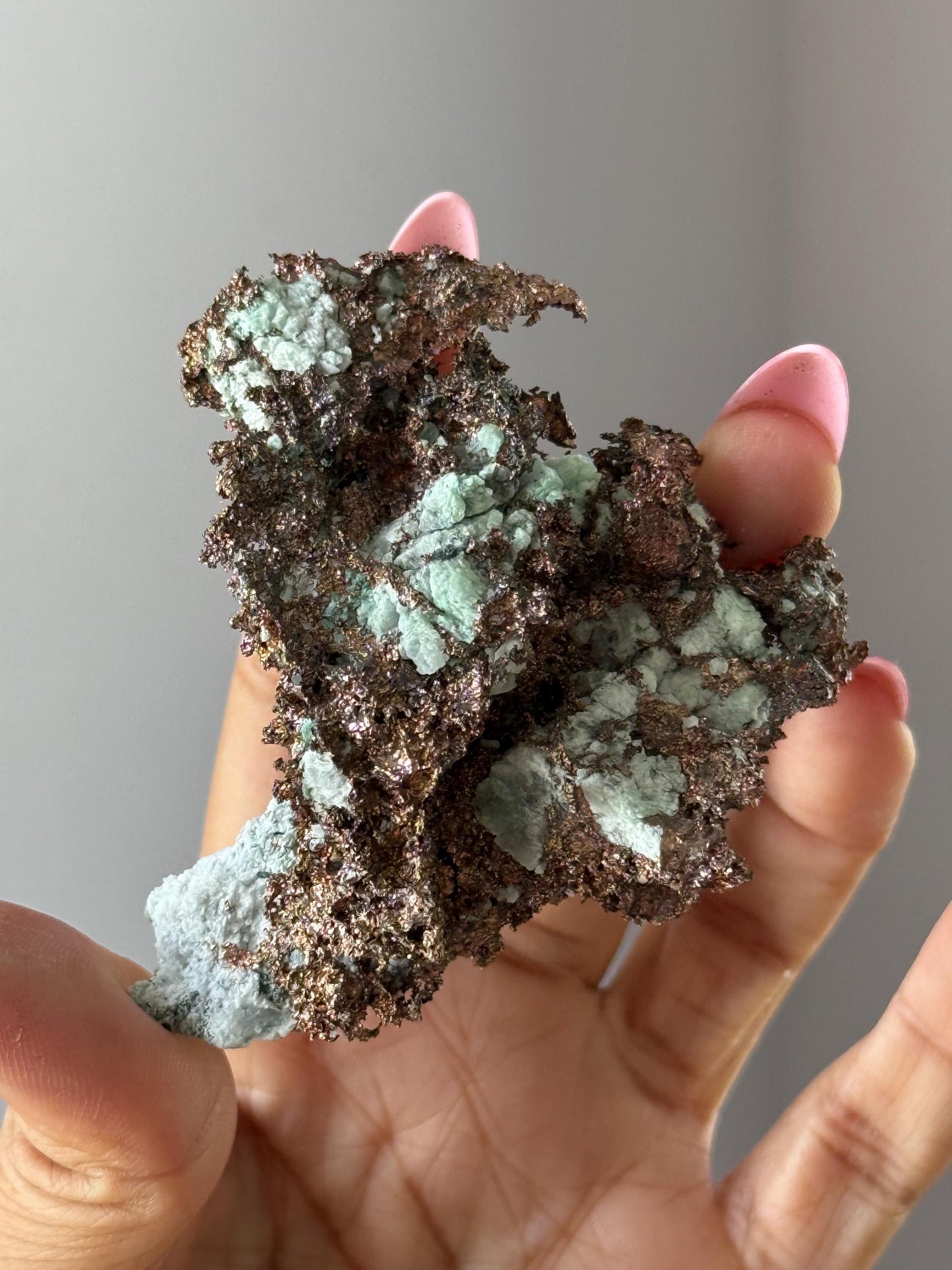 Copper & Blue Aragonite Specimen: Rare Collector Mineral Stone