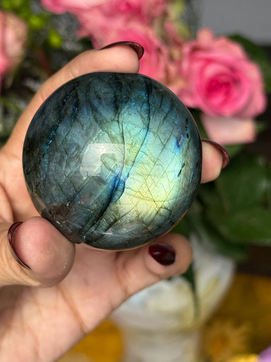 Gorgeous Flashy labradorite sphere, Star flash labradorite, blue Labradorite