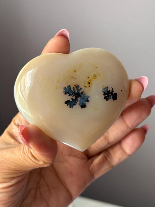 Dendritic Agate Heart, Wizard Stone, Milky Blue Dendrite, Blue Agate Heart, Merlinite, Stone of Magic, Crystal Gifts, Metaphysical Gift,