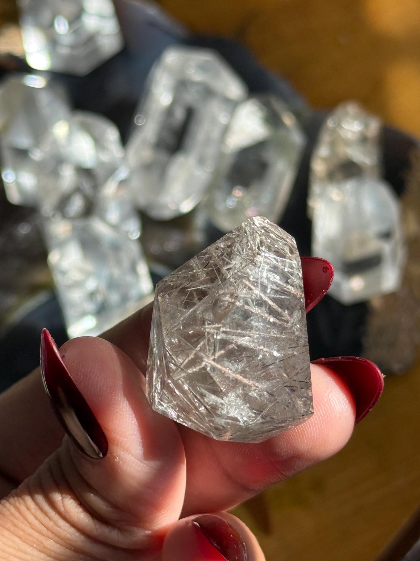 Mini Silver Rutile Quartz, Silver Rutilated Quartz, Inclsuion Quartz